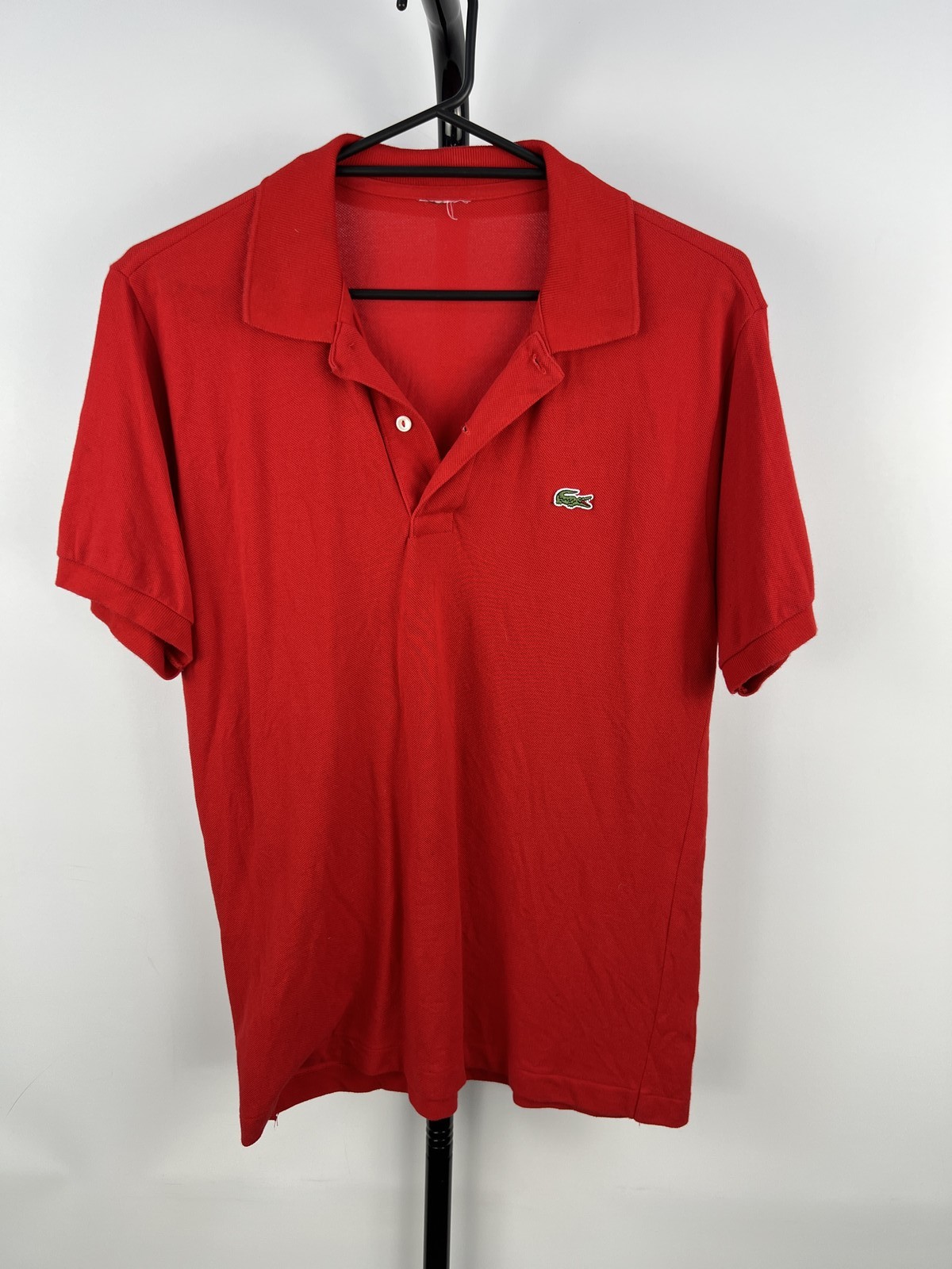 Lacoste Red Pique Polo Shirt Crocodile Logo Short Sleeve Size M