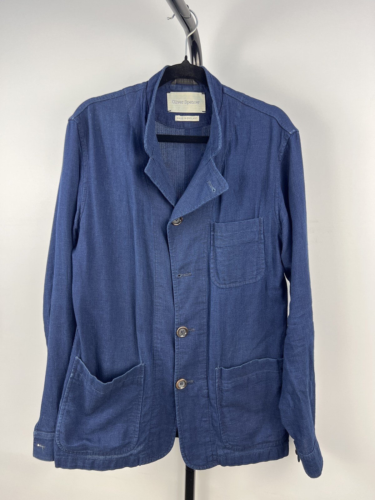 Oliver Spencer Blue Cotton Jacket Blazer Size 38 Made in England