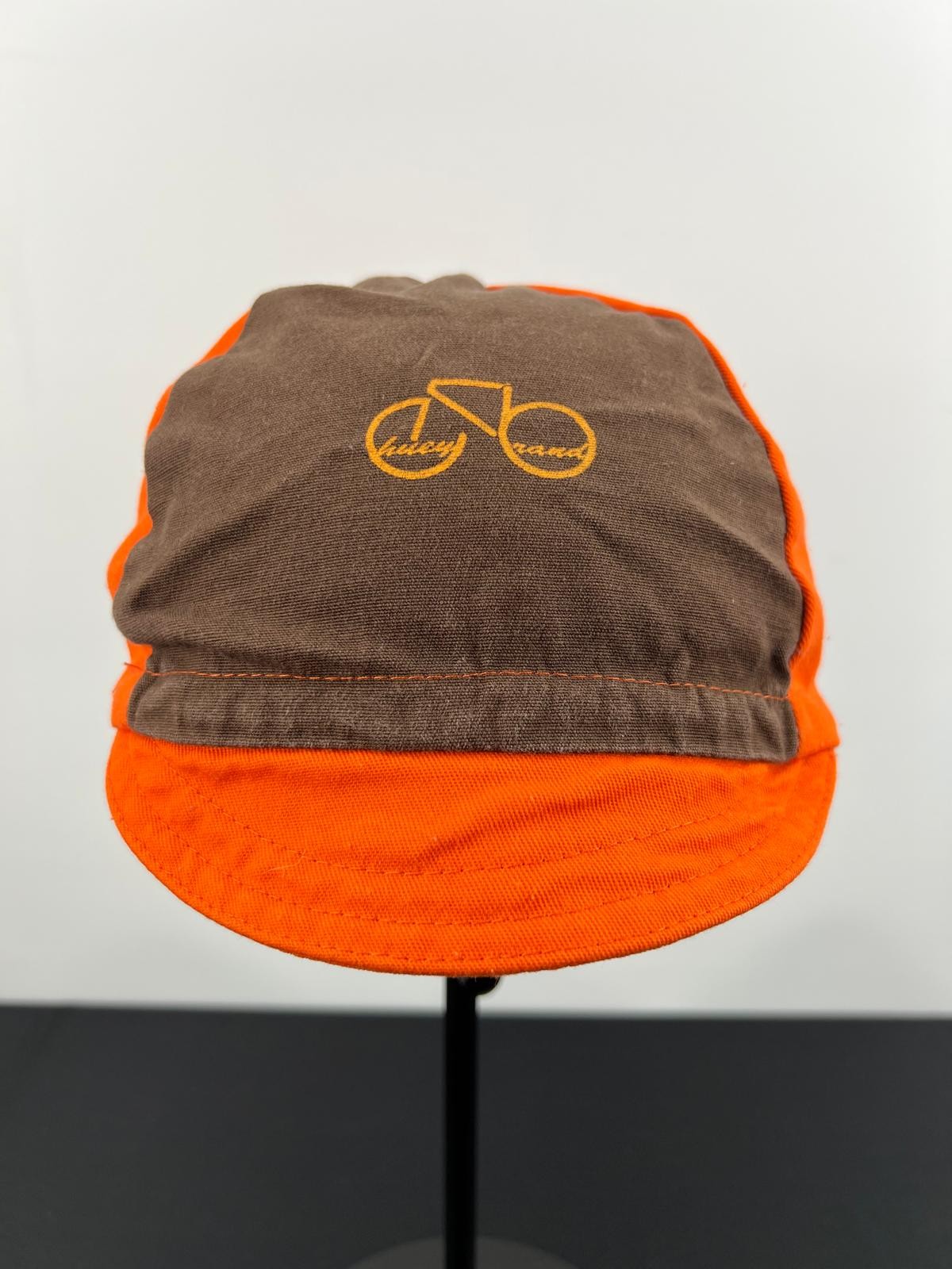 Chewey Brand Handmade Cycling Cap – Orange / Brown – Made in San Francisco