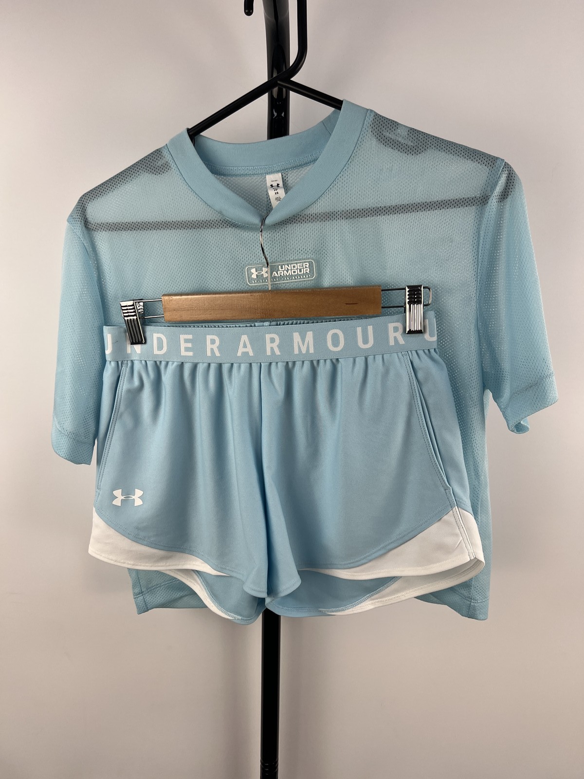 Under Armour HeatGear Mesh T-Shirt & Shorts Set Blue XS