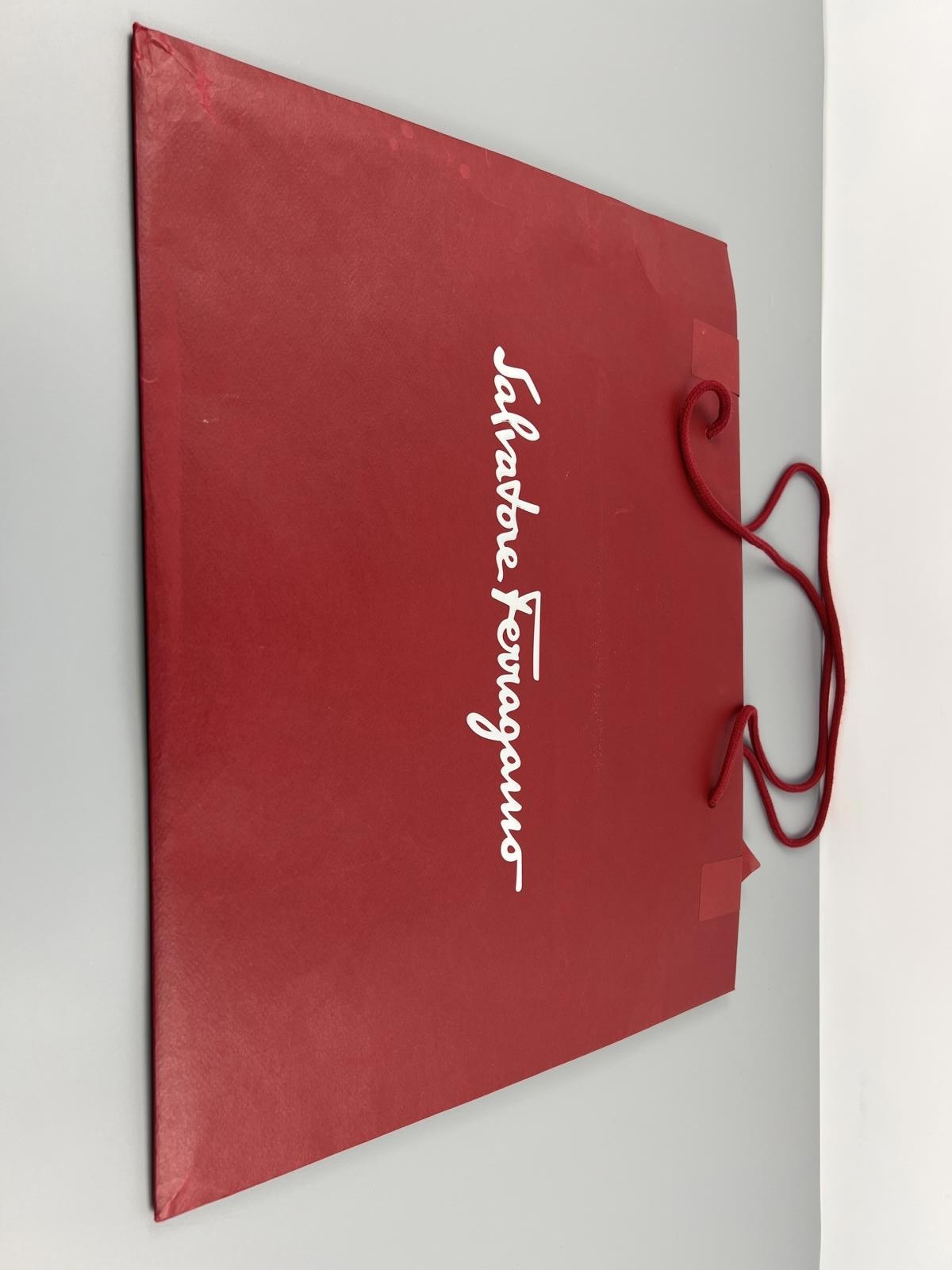Salvatore Ferragamo Red Paper Shopping Bag with Handles