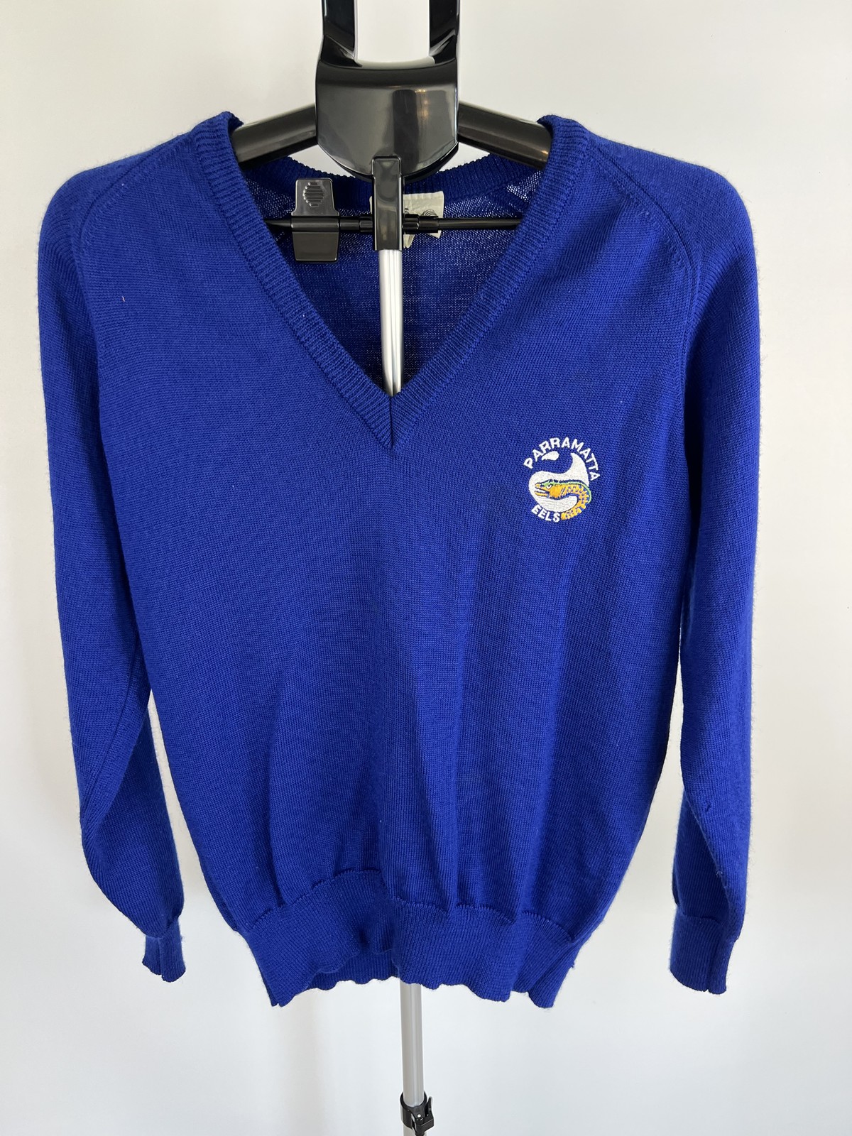 Zeus Knitwear Parramatta Eels Wool V-Neck Jumper Size 18 100cm
