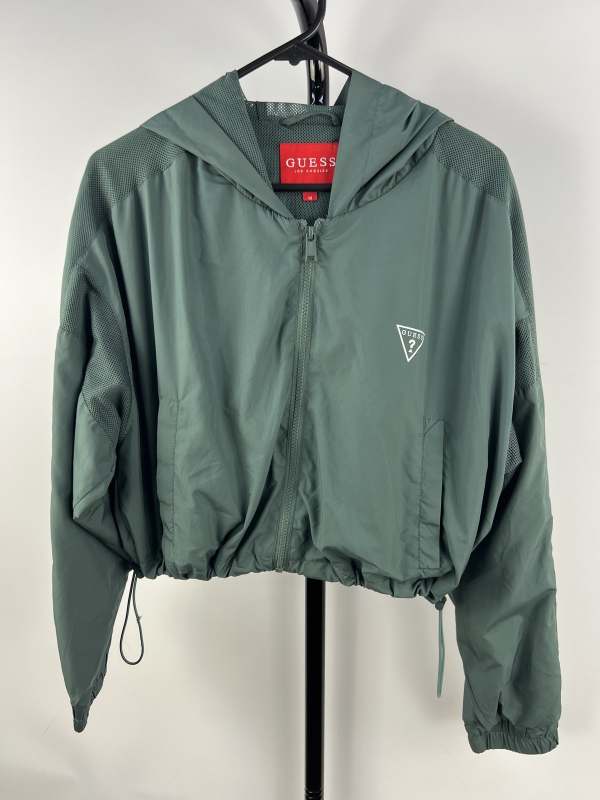 GUESS Los Angeles Hooded Windbreaker Jacket Green Size M