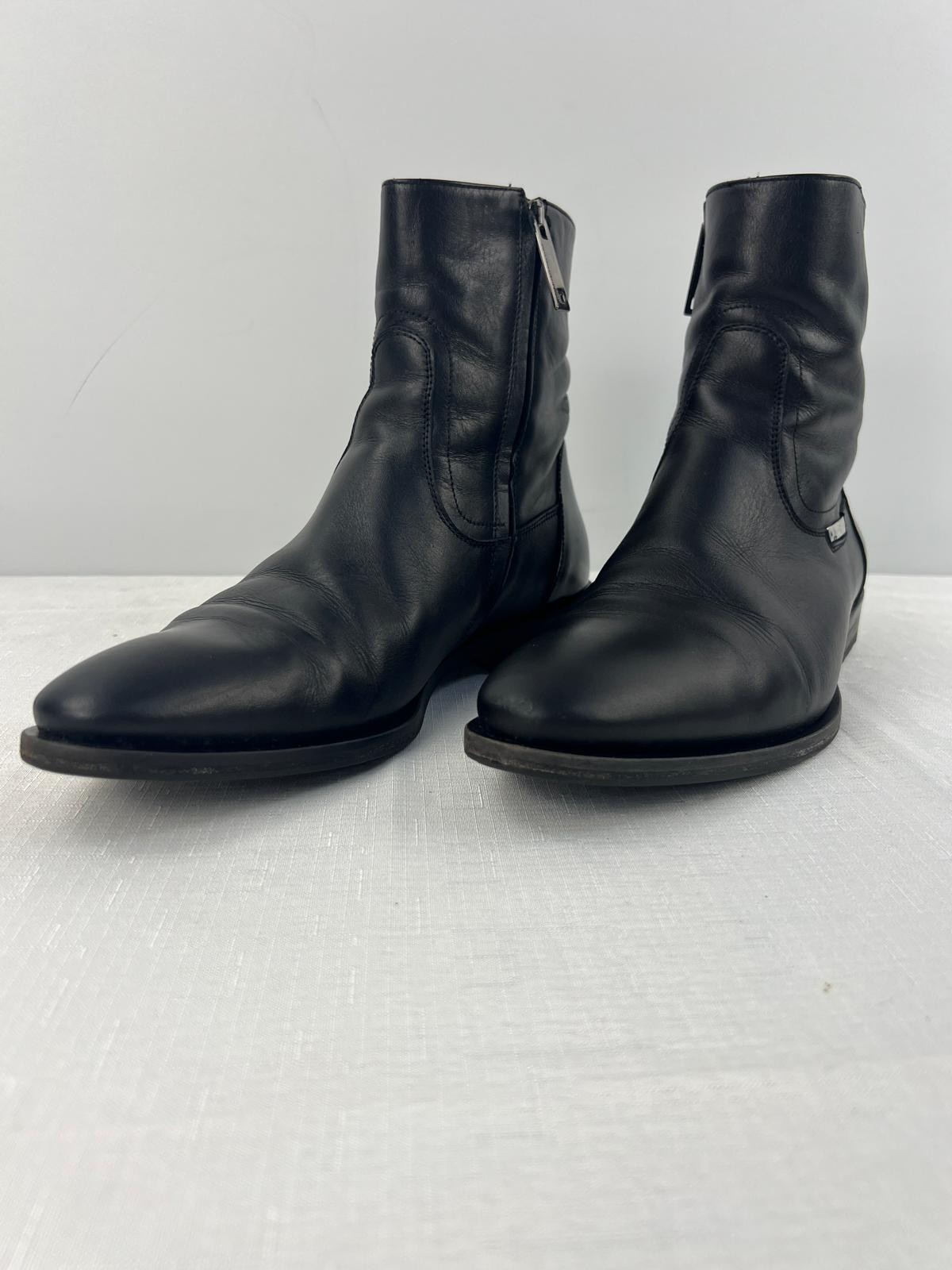 Alessandro Dell'Acqua Vitello Nero Black Leather Boots EU 41