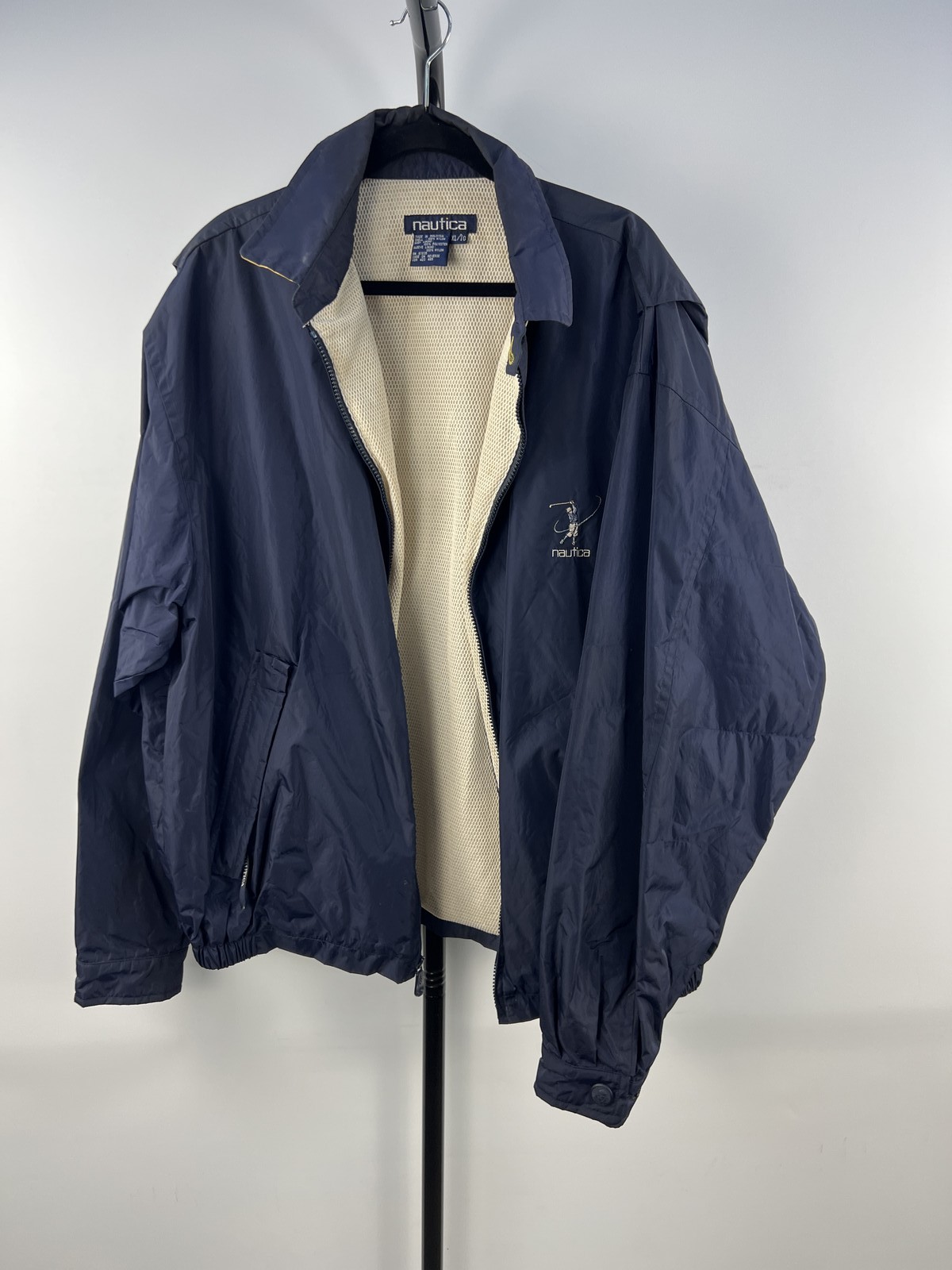 Nautica Navy Nylon Zip Jacket w Mesh Lining Golf Logo XL/TG