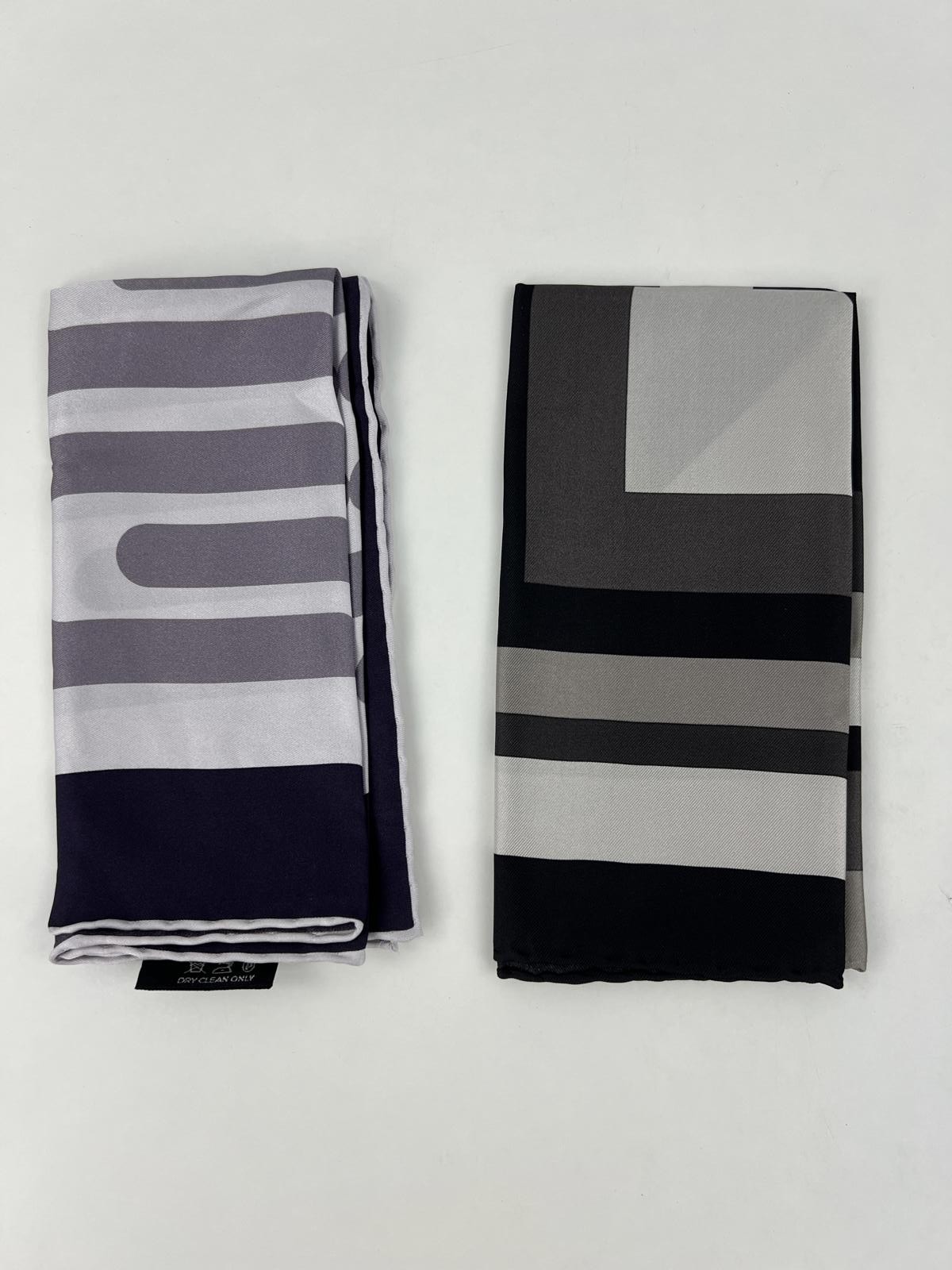 Tom Ford Geometric Silk Pocket Square – Purple / Grey / Black