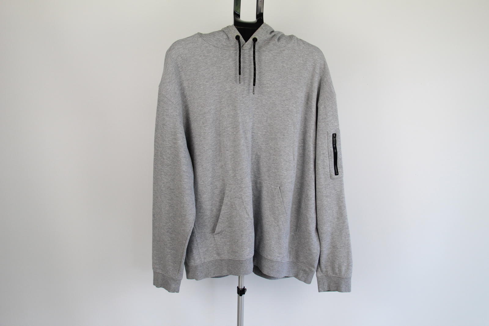 CSG Men's Grey Pullover Hoodie – Size 2XL – Cotton Blend – Arm Zip Pocket