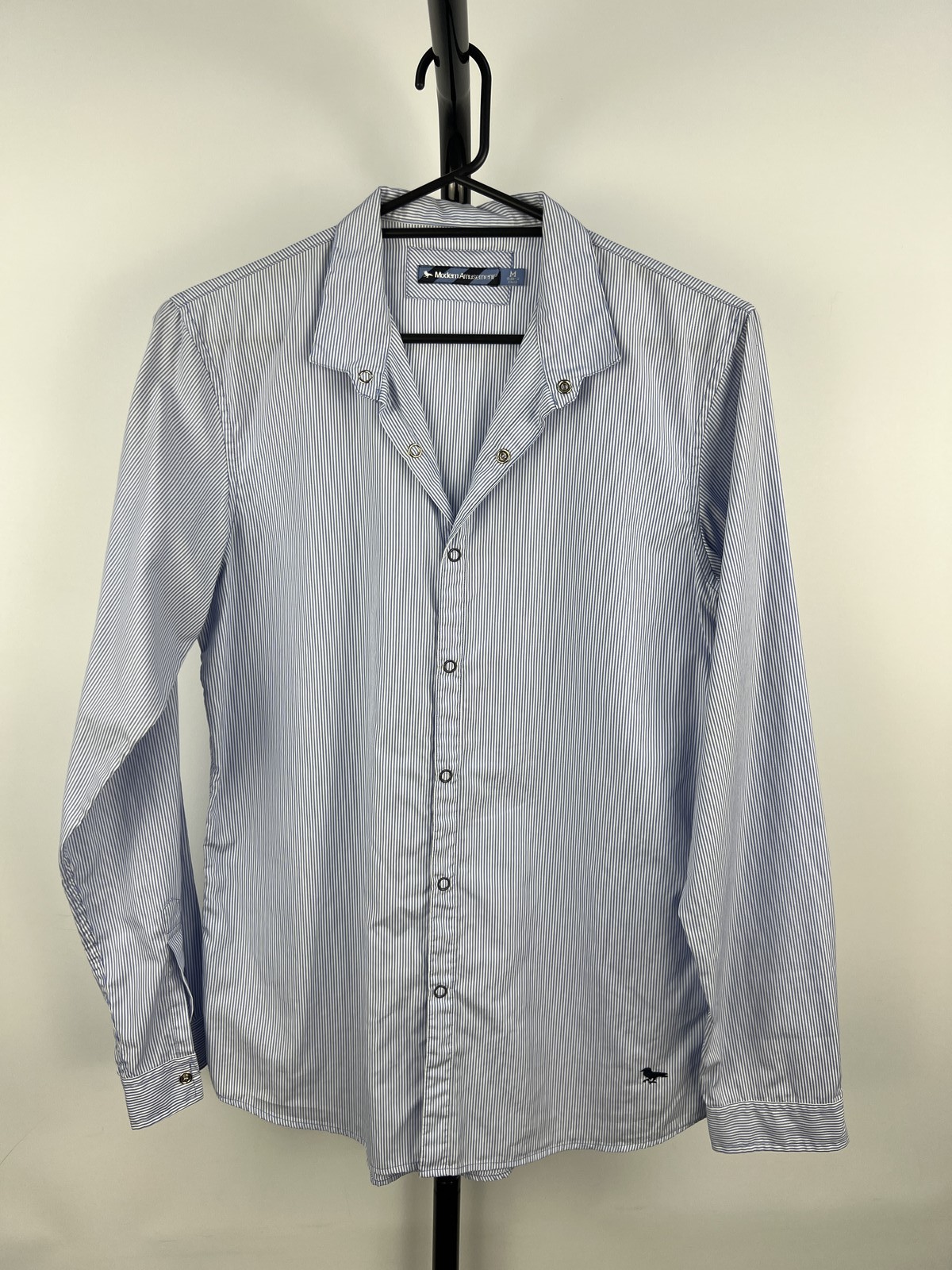 Modern Amusement Blue White Stripe 100% Cotton Shirt Size M
