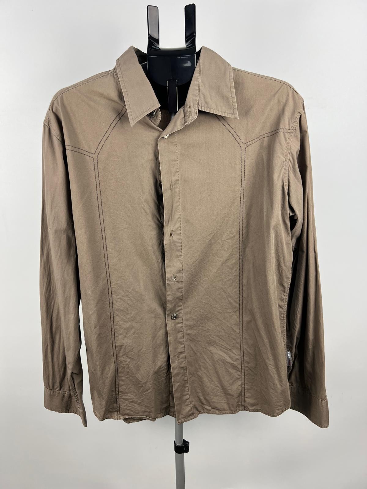 Rebellion 3XL Brown 100% Cotton Long Sleeve Button-Up Shirt