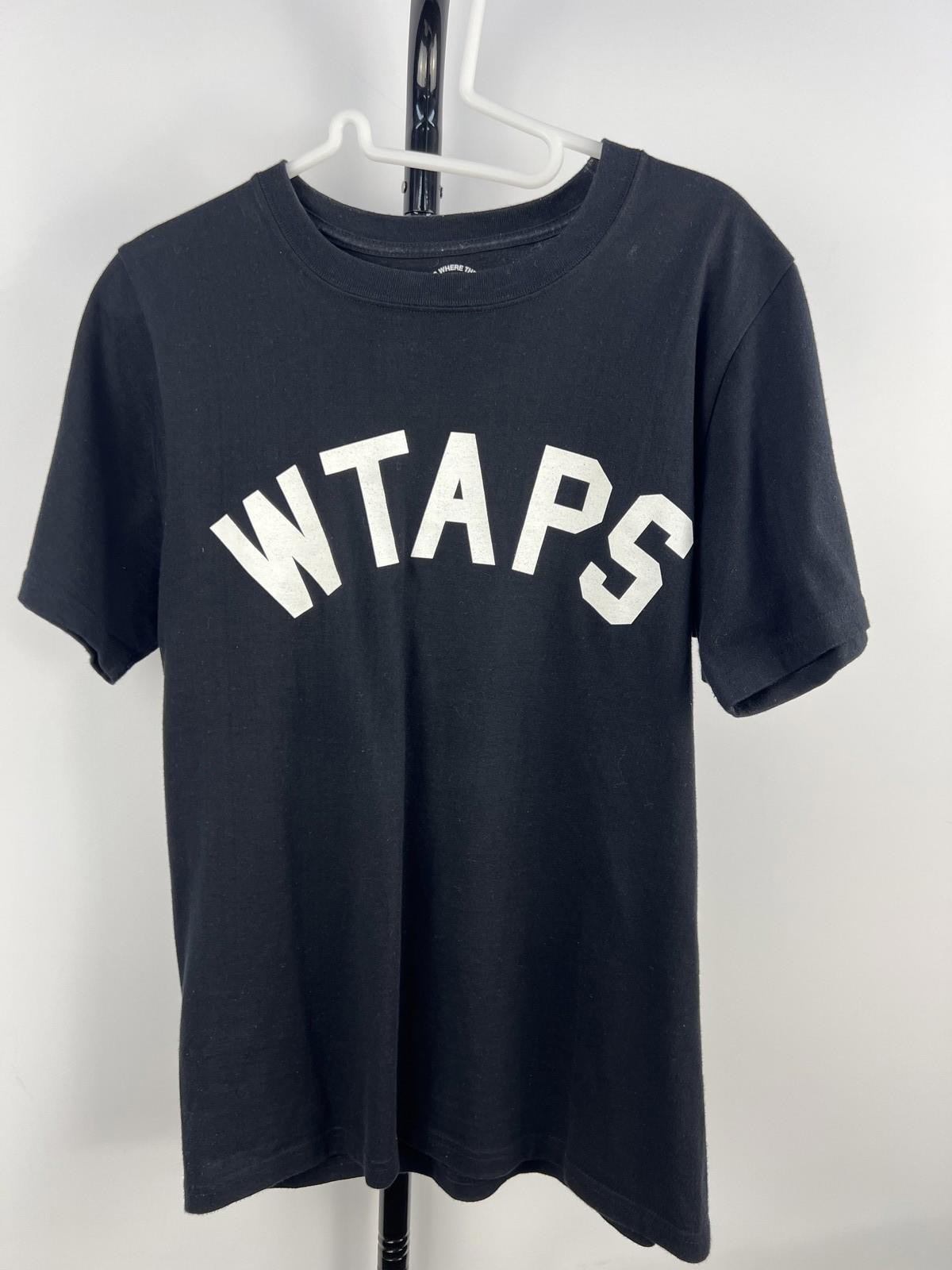 WTAPS Black Logo Print T-Shirt 100% Cotton Made in Japan Size 01