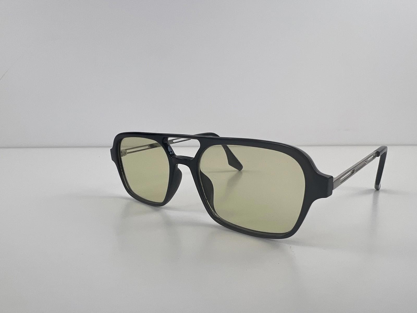 Black Aviator Style Glasses Yellow Tinted Lenses