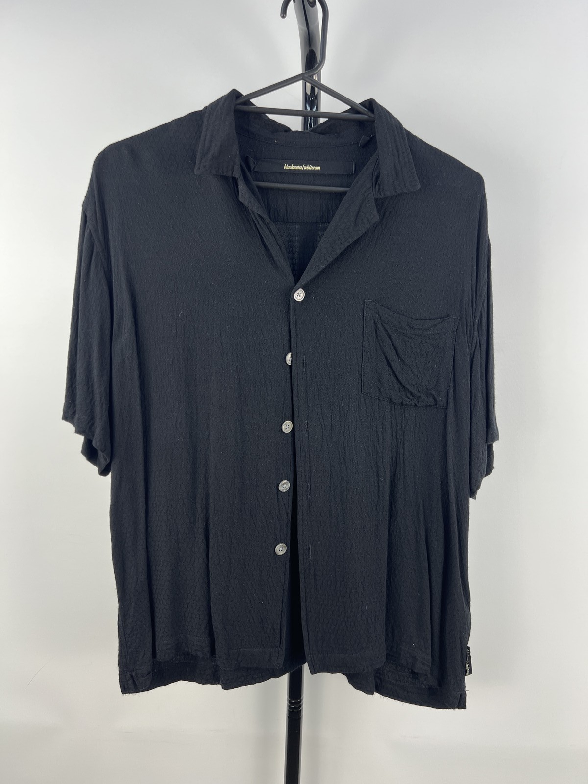 blacknoiselwhiterain Black Textured Short Sleeve Shirt Size S