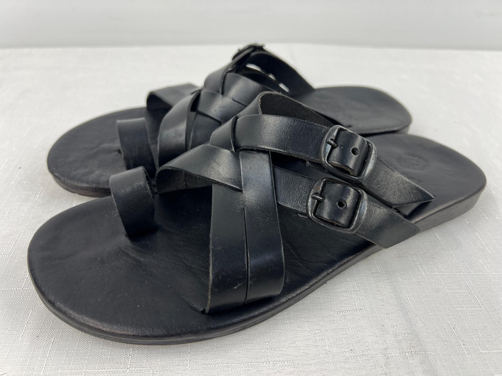 Zeus Made in Italy Alexander Black Leather Sandals EU 41