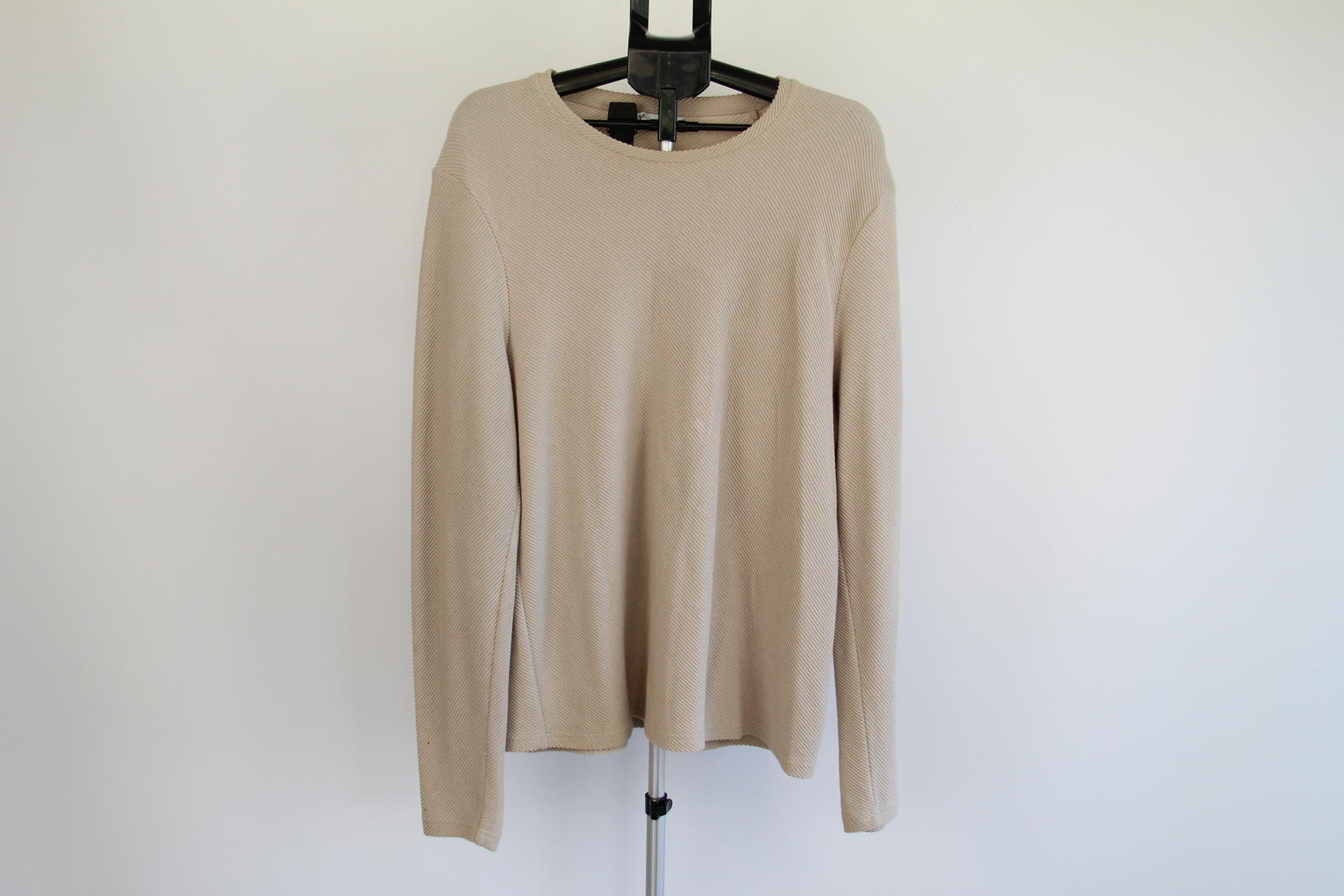 YD. Ribbed Beige Long Sleeve Top – Size 2XL – Cotton Blend
