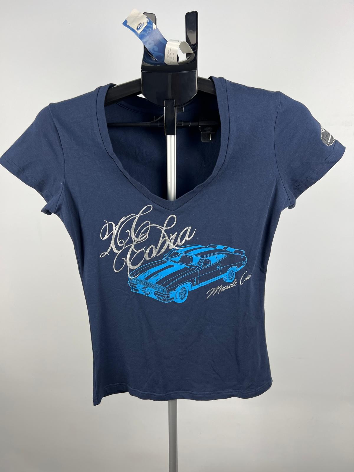 Ford Falcon Commemorative AC Cobra V-Neck T-Shirt Navy Size 10