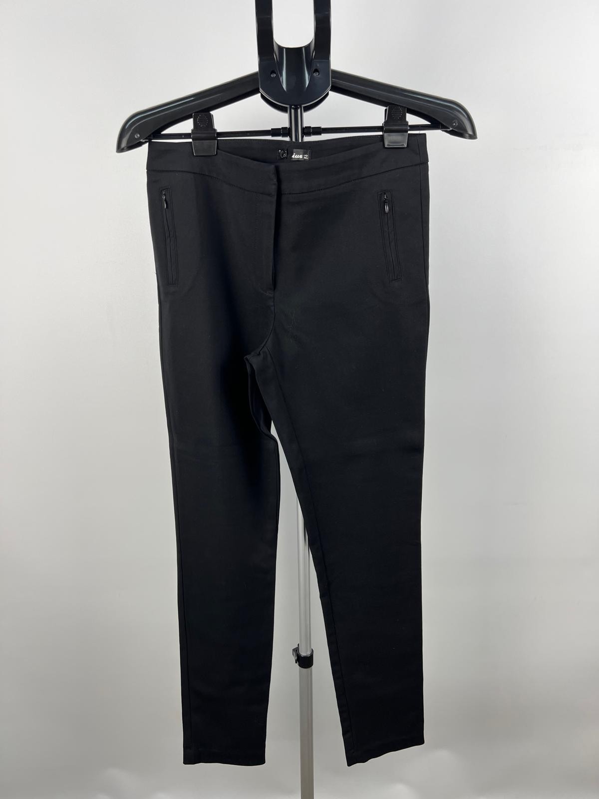 C'est Plus Black Slim Leg Trousers Size 12 Zip Pockets