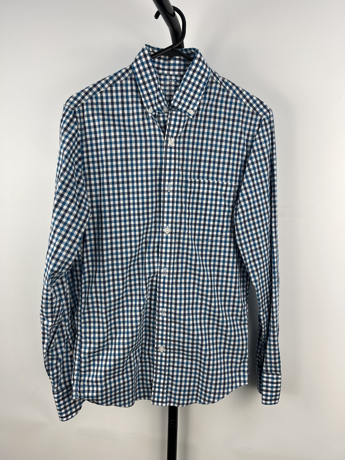 J.Crew Lightweight Slim Fit Blue Gingham Button-Down Shirt Small