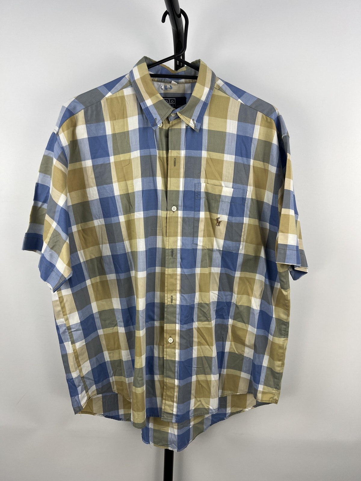 Polo Ralph Lauren Mens Short Sleeve Plaid Button-Up Shirt XXL