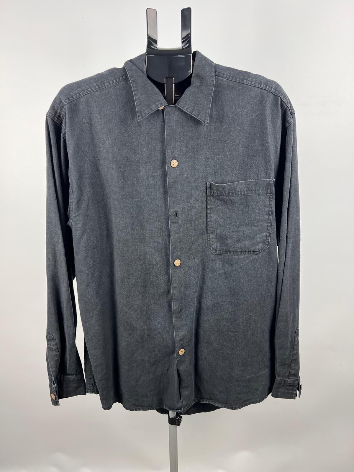 Hemp Branded Charcoal Grey 100% Hemp Button-Up Shirt Size M