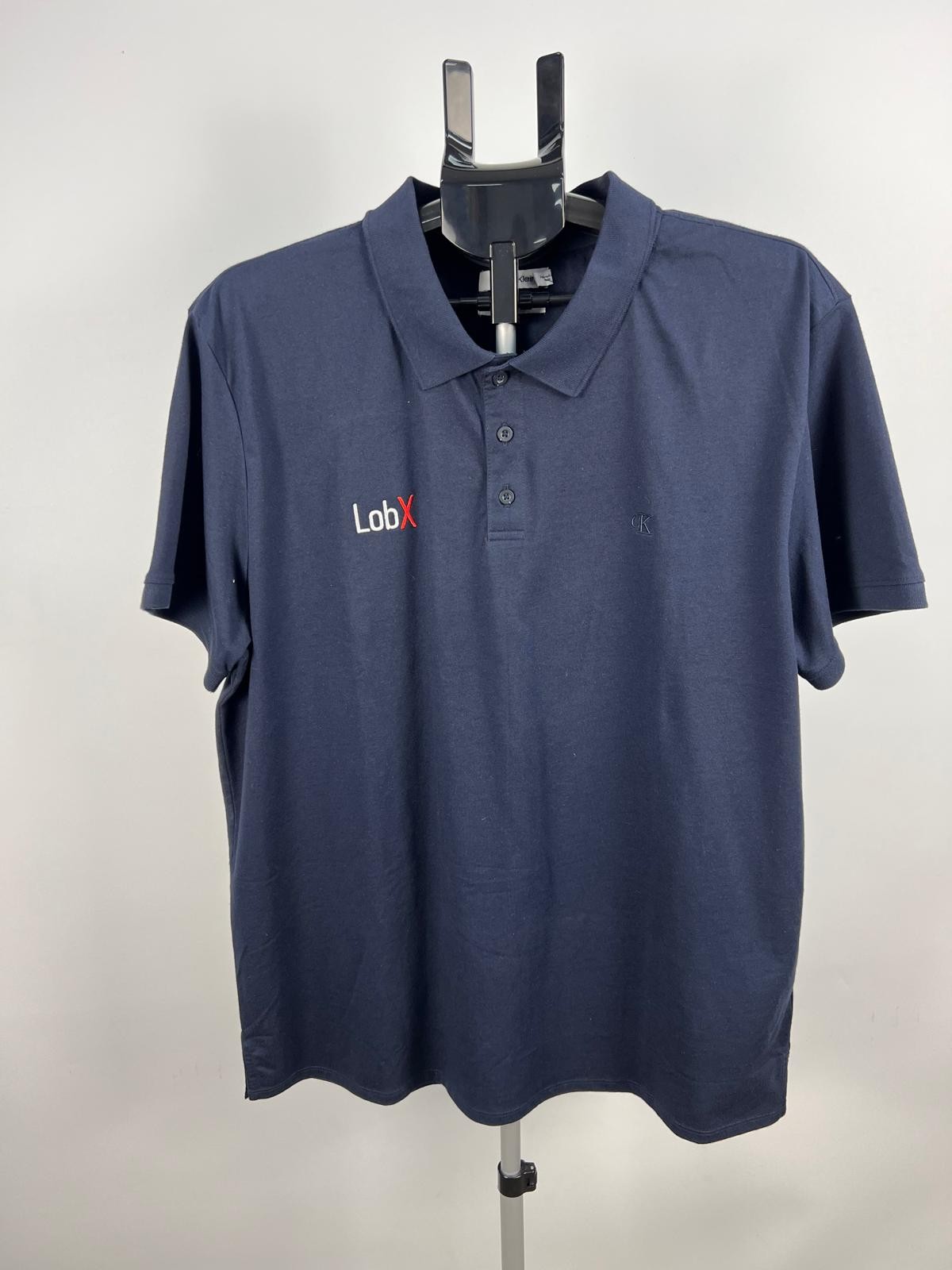Calvin Klein Smooth Cotton Navy Polo Shirt LobX Logo Size XL