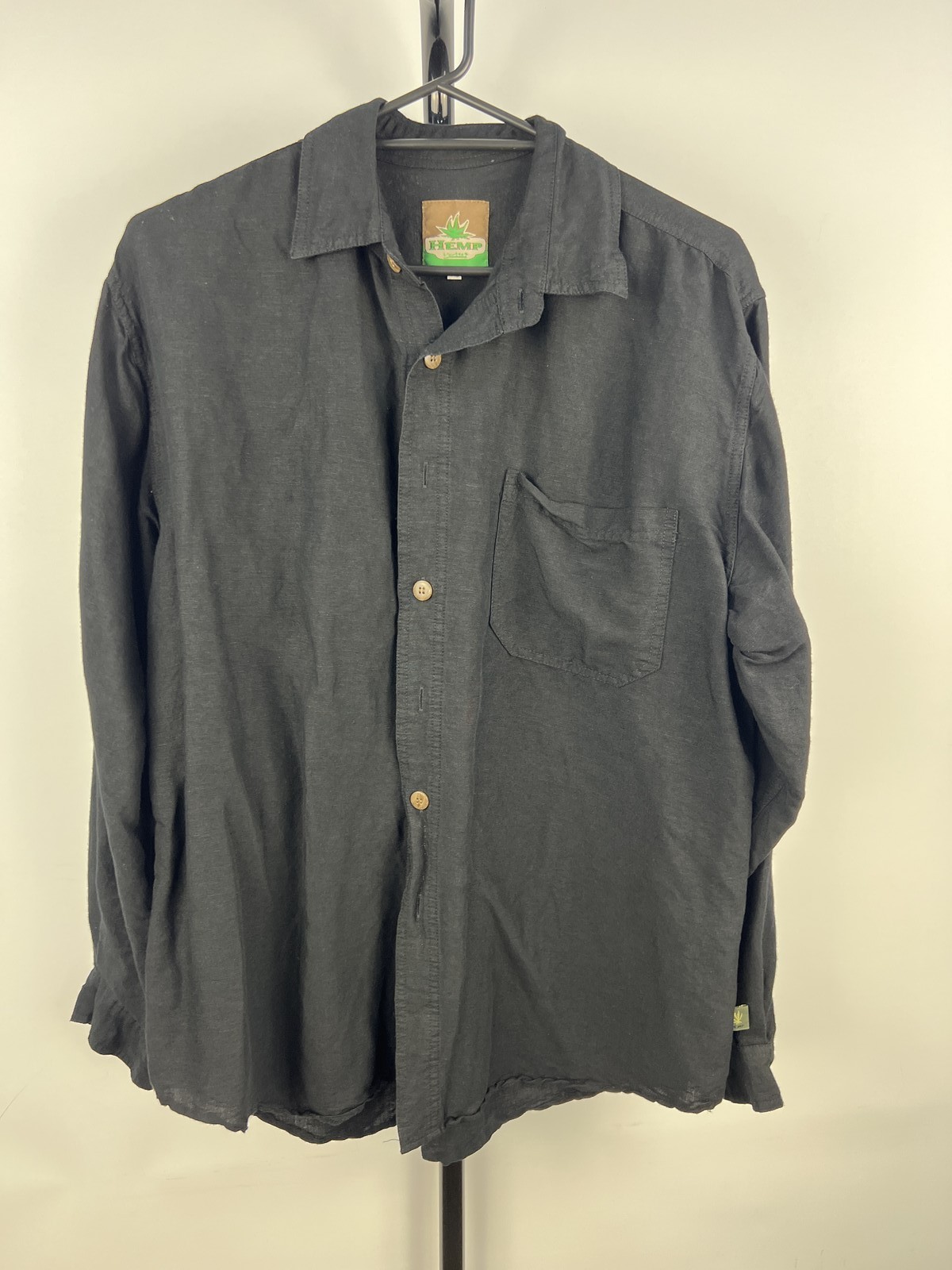 Hemp Uniteds Black Hemp Blend Button-Up Shirt XL