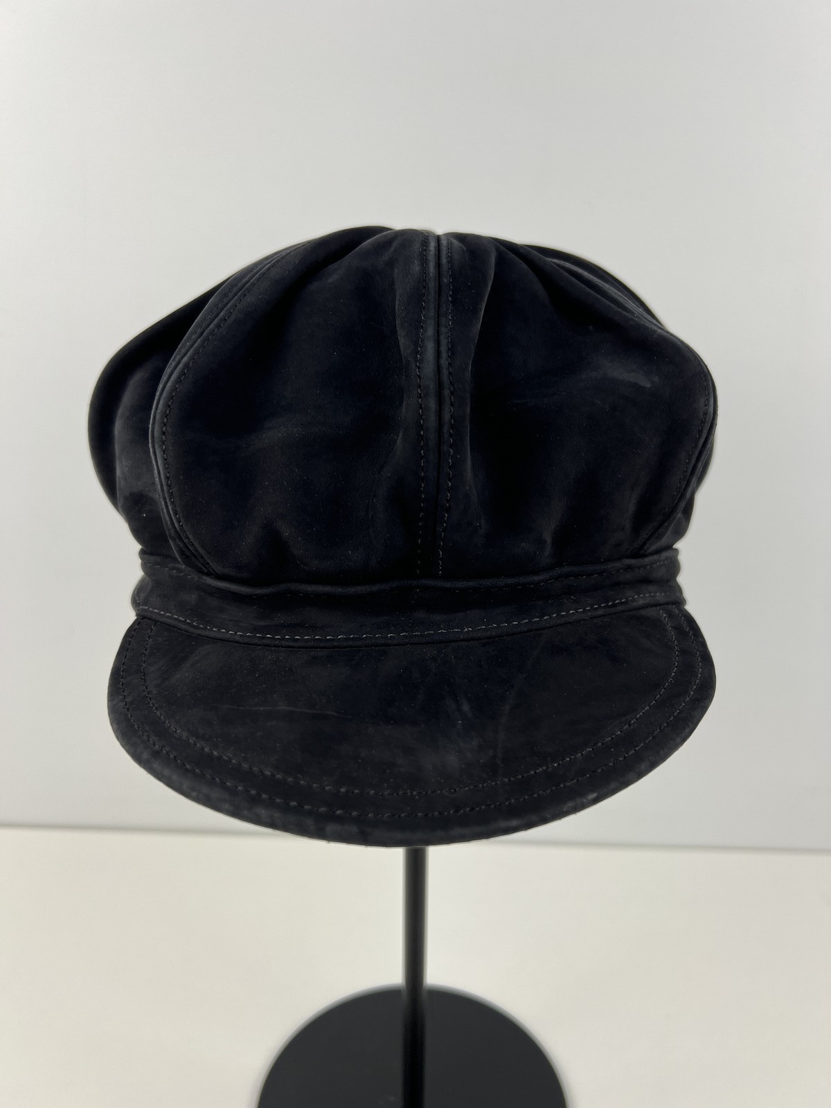 TLC Together Leather & Cloth black leather newsboy cap size S/E