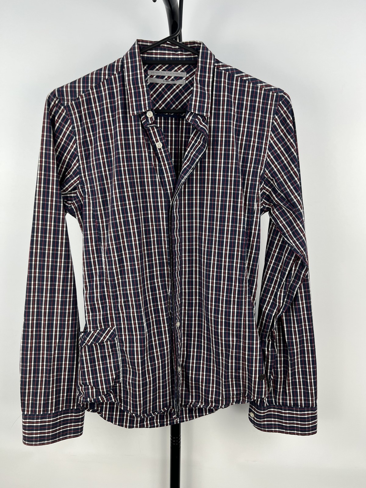 Hollister Navy Red White Check Button-Up Shirt 100% Cotton XS