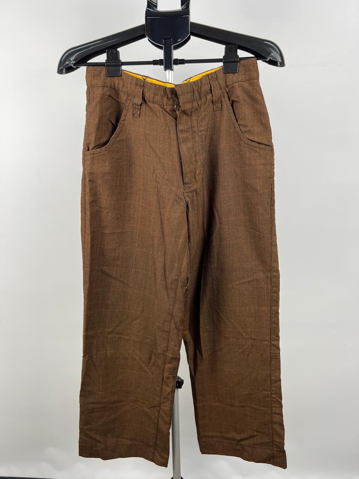 Ringspun brown cotton straight-leg trousers size Small