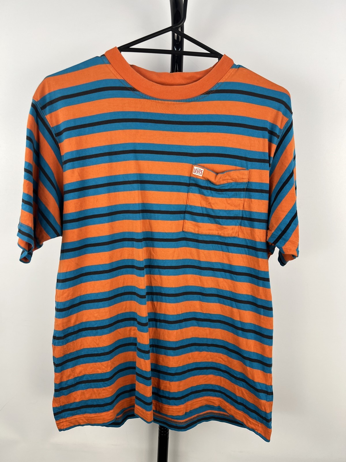 Levi's Orange & Blue Striped Pocket T-Shirt Size L
