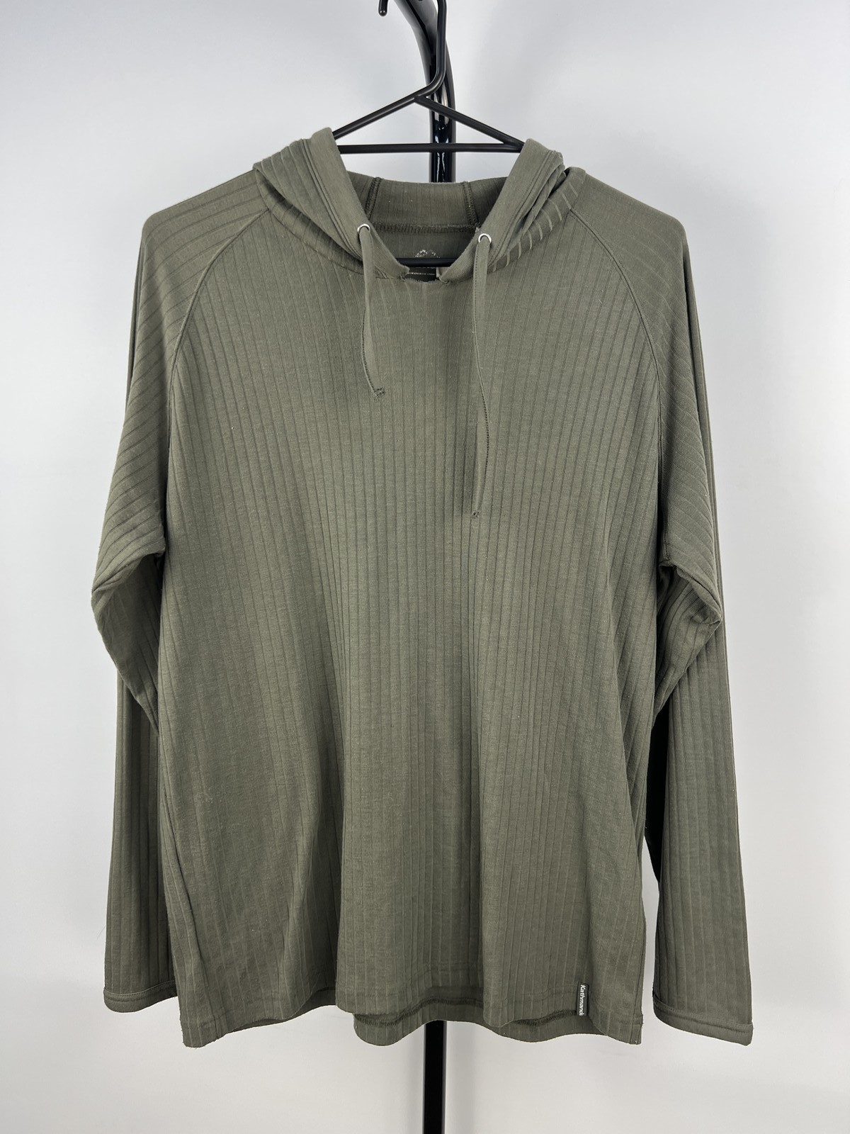 Kathmandu Ribbed Hoodie Top Olive Green XXL Long Sleeve
