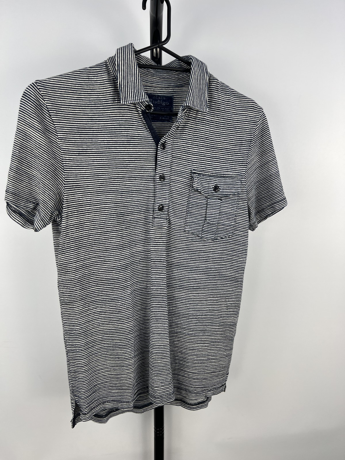 J.Crew Indigo Striped Short Sleeve Polo Shirt XS