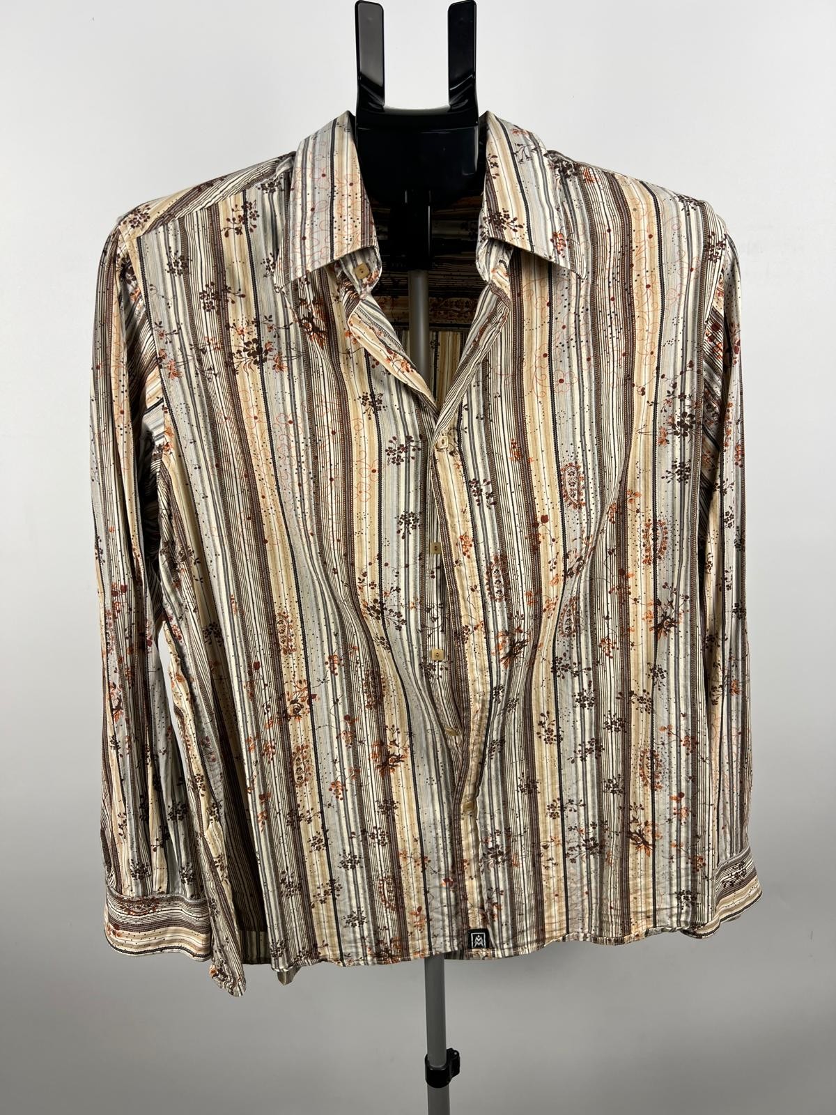 Mojo Man XL 100% Cotton Striped Floral Long Sleeve Button-Up Shirt