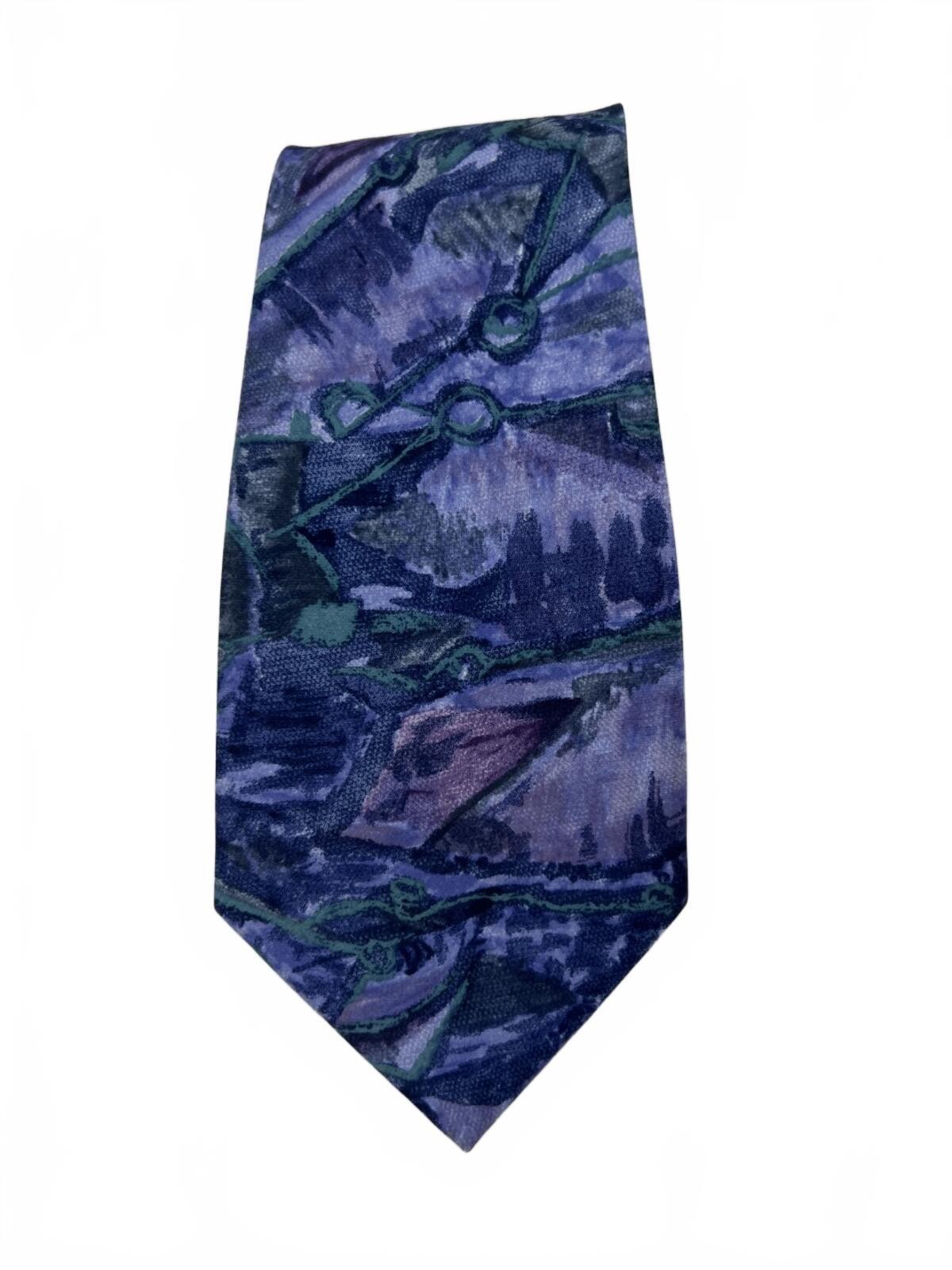 Gino Resillo Italian Design Abstract Pattern Tie – Purple/Blue Statement Necktie