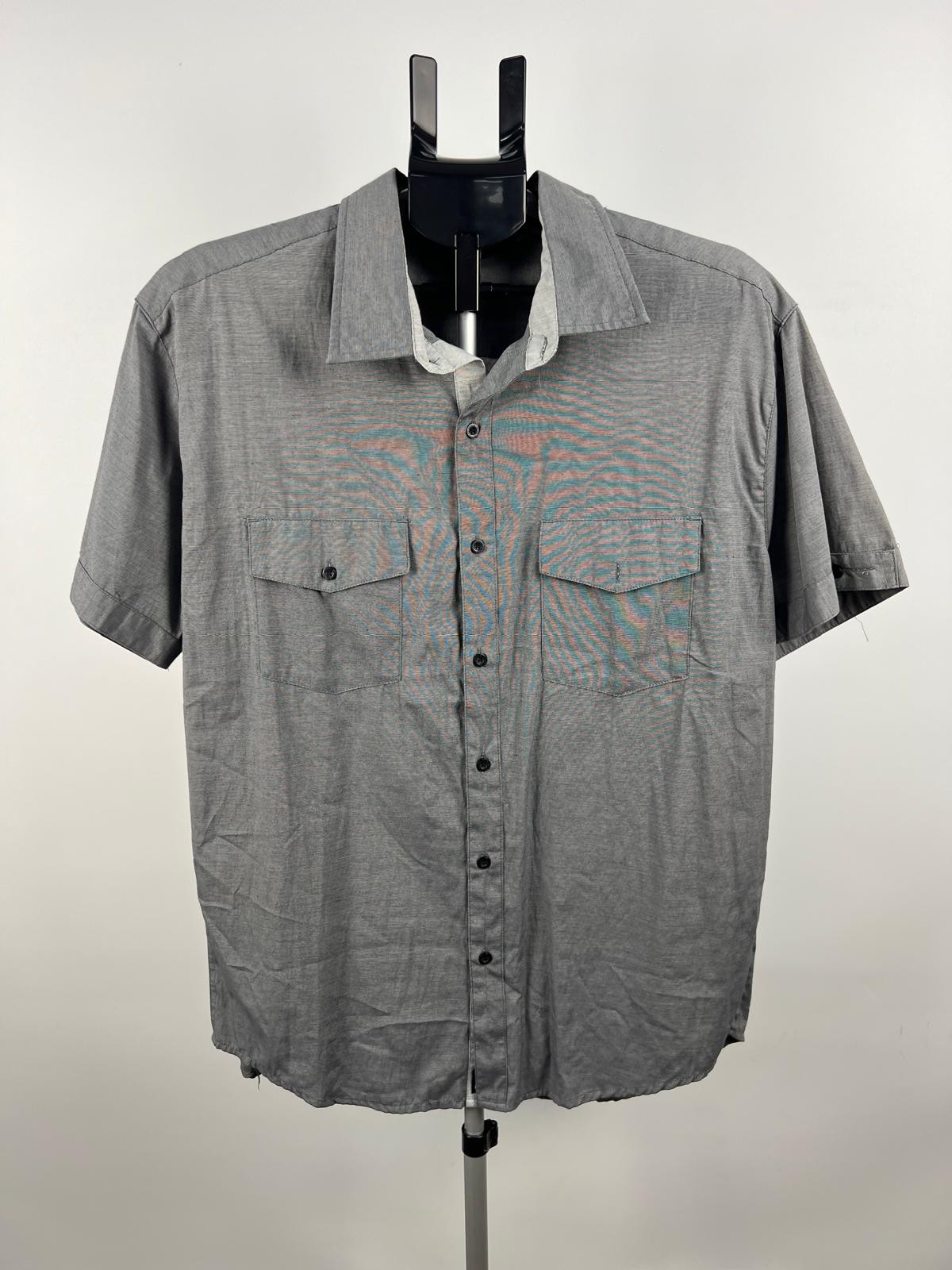 NRG Grey Short Sleeve Button Up Shirt XL Cotton Polyester