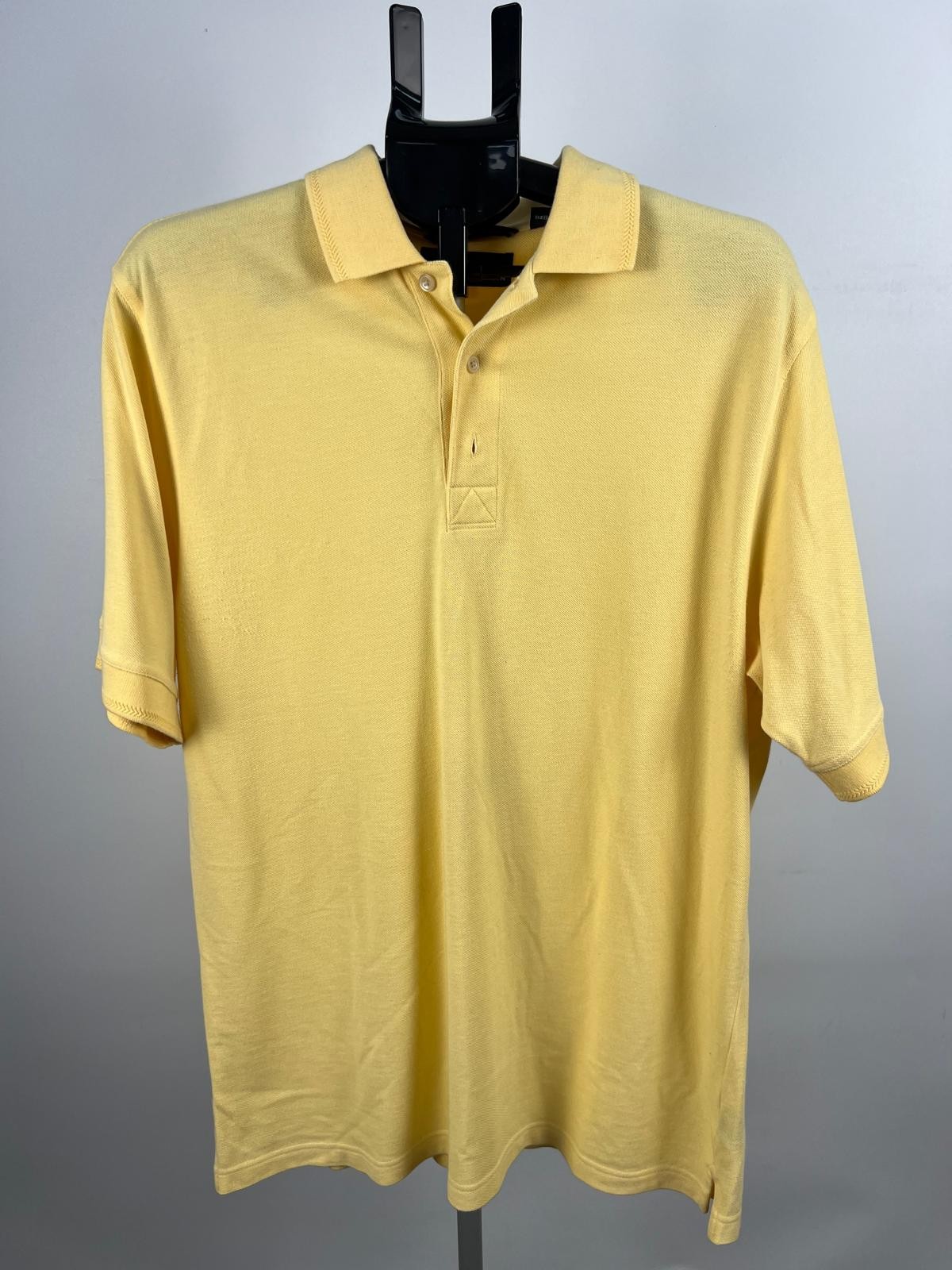 Greg Norman Yellow Polo Shirt 100% Cotton Short Sleeve Size L