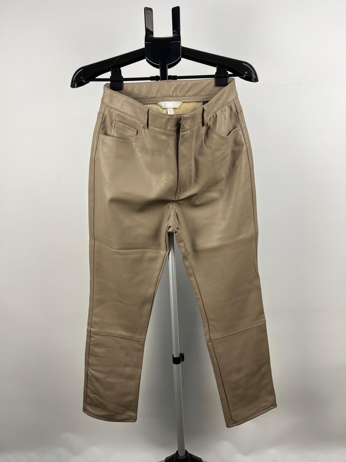 H&M Faux Leather Coated Skinny Trousers Beige EU 40 US 8