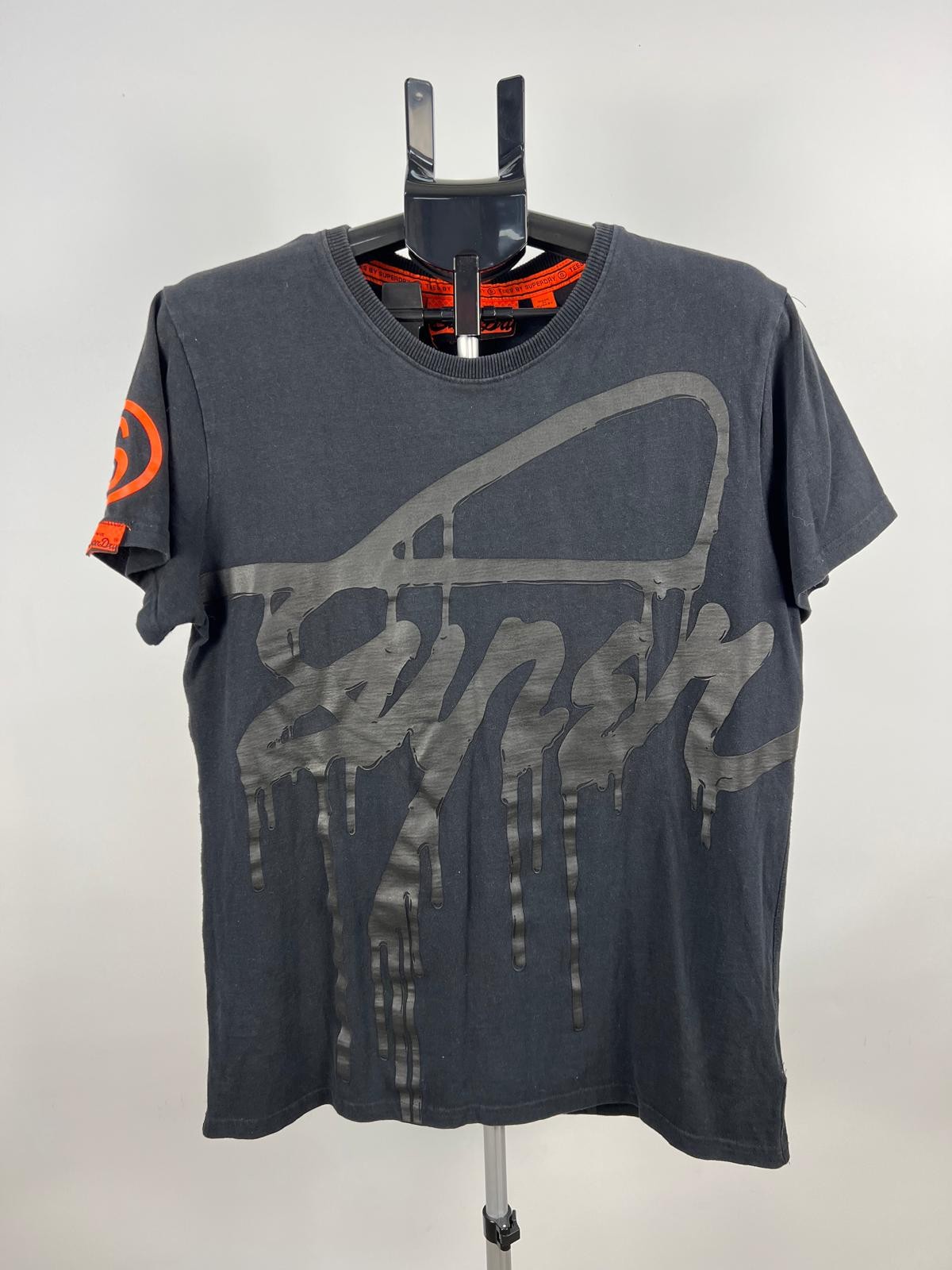 Superdry Vintage XL Black Graphic Print T-Shirt Short Sleeve Crew Neck