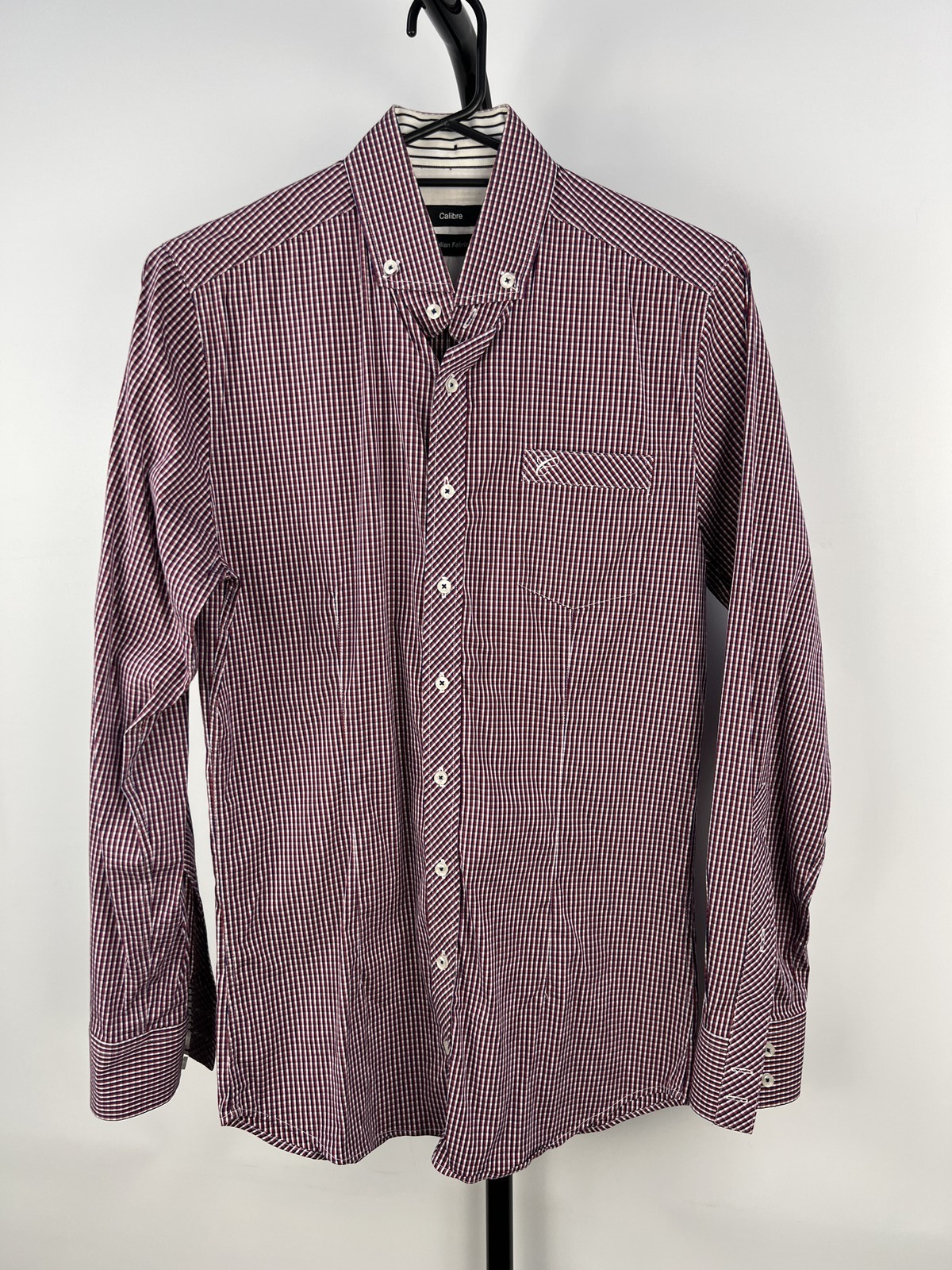 Calibre Slim Fit Check Button-Up Shirt Size S Red Blue