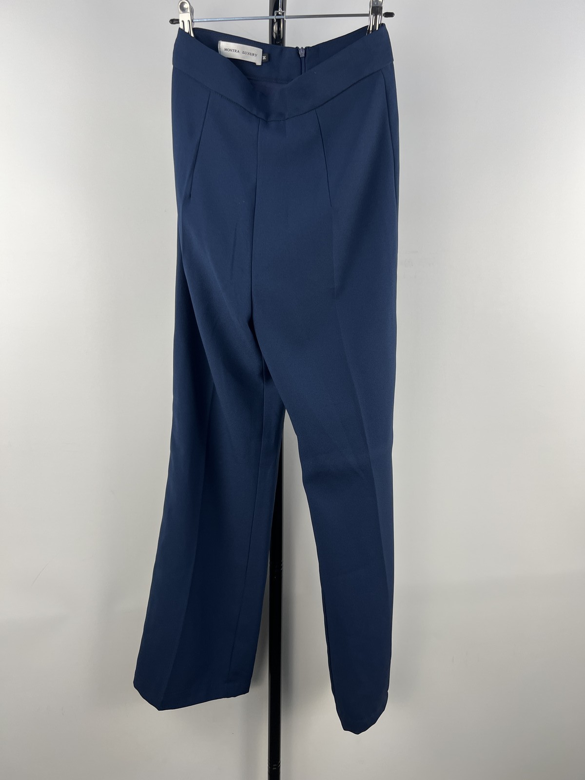 Montra Luxury Navy Wide Leg Tailored Trousers Size M