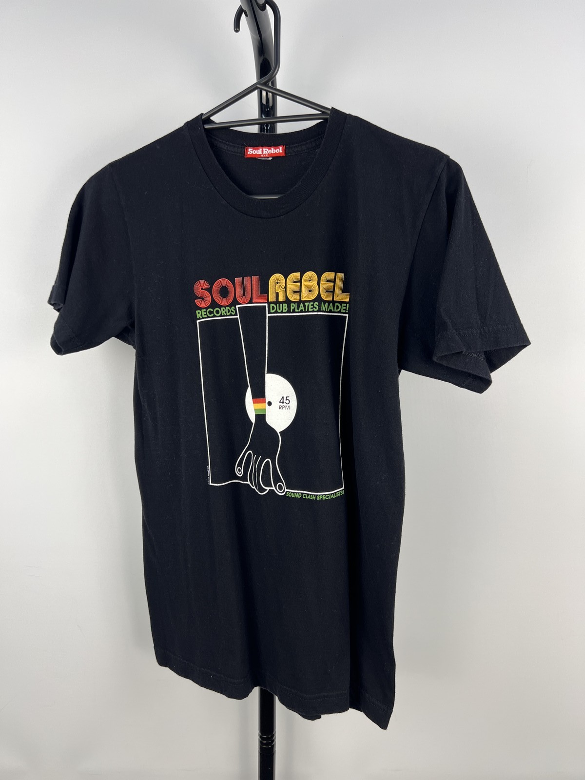 Soul Rebel NYC Black Graphic T-Shirt 'Dub Plates Made' Size S