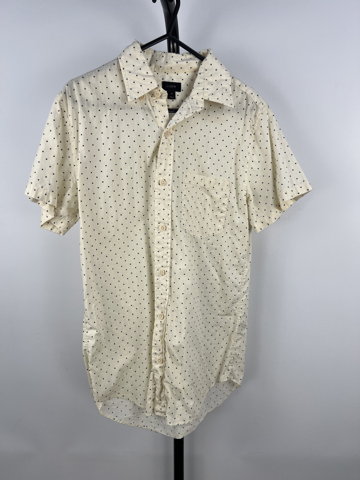 J.Crew XS Cream Polka Dot Short Sleeve Button-Up Shirt