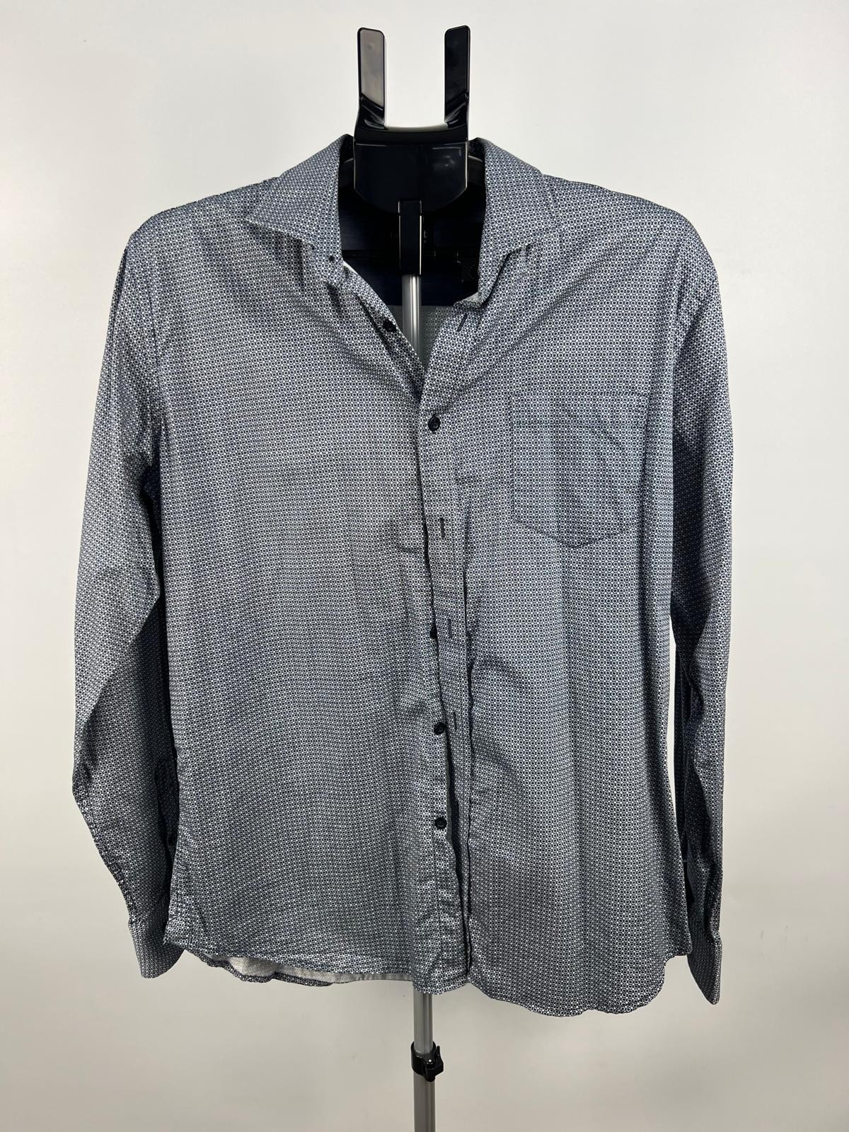 Bennett Cotton Shirts Grey Patterned Button-Up Shirt Size L