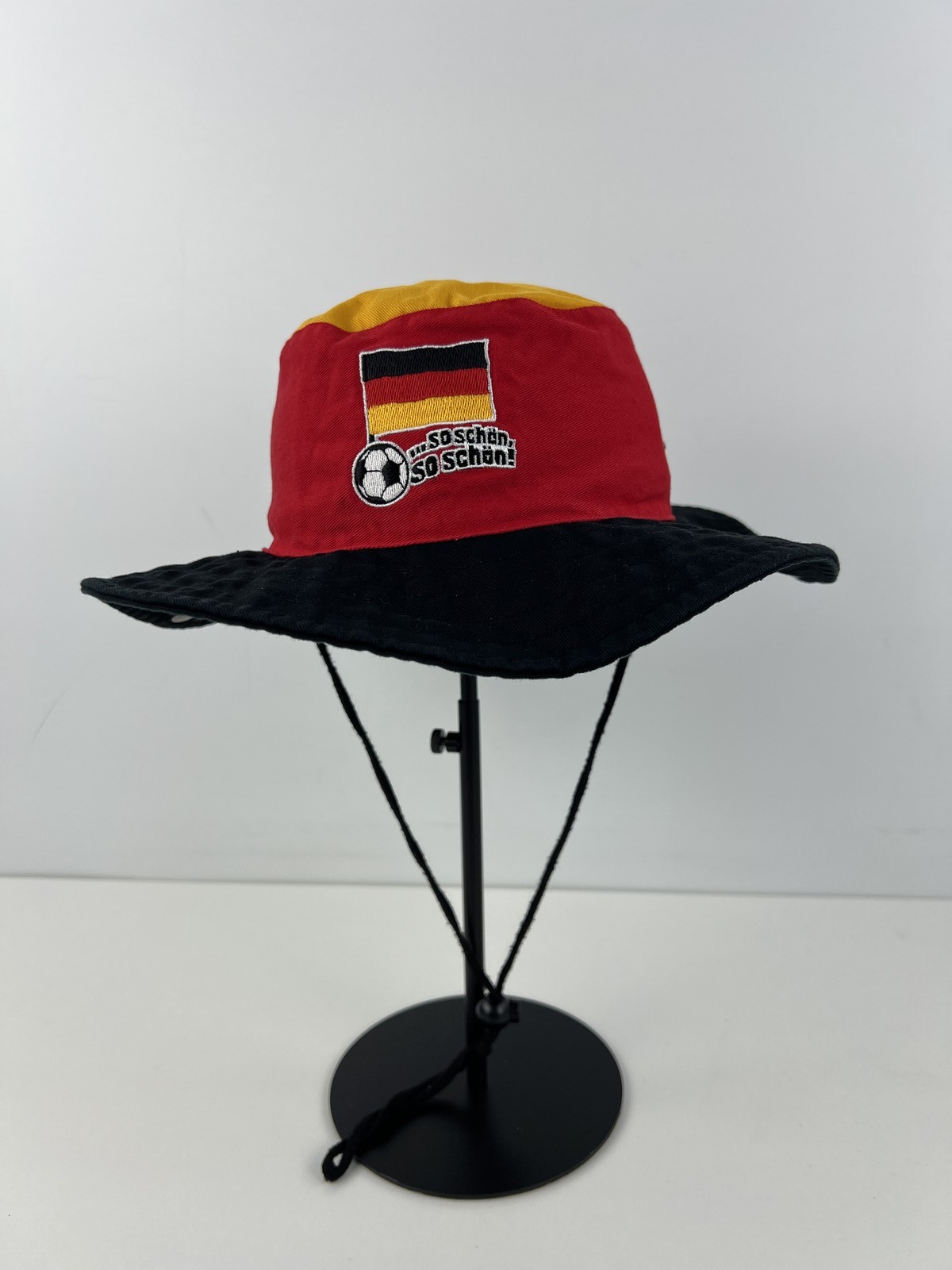 OBI Germany bucket sun hat football design black red yellow