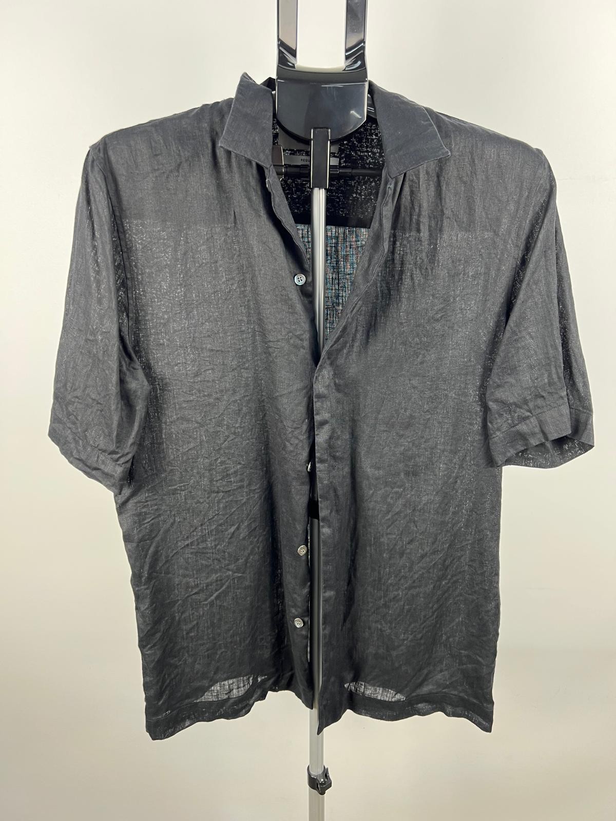COS Black 100% Linen Short Sleeve Button Up Shirt Regular EU S
