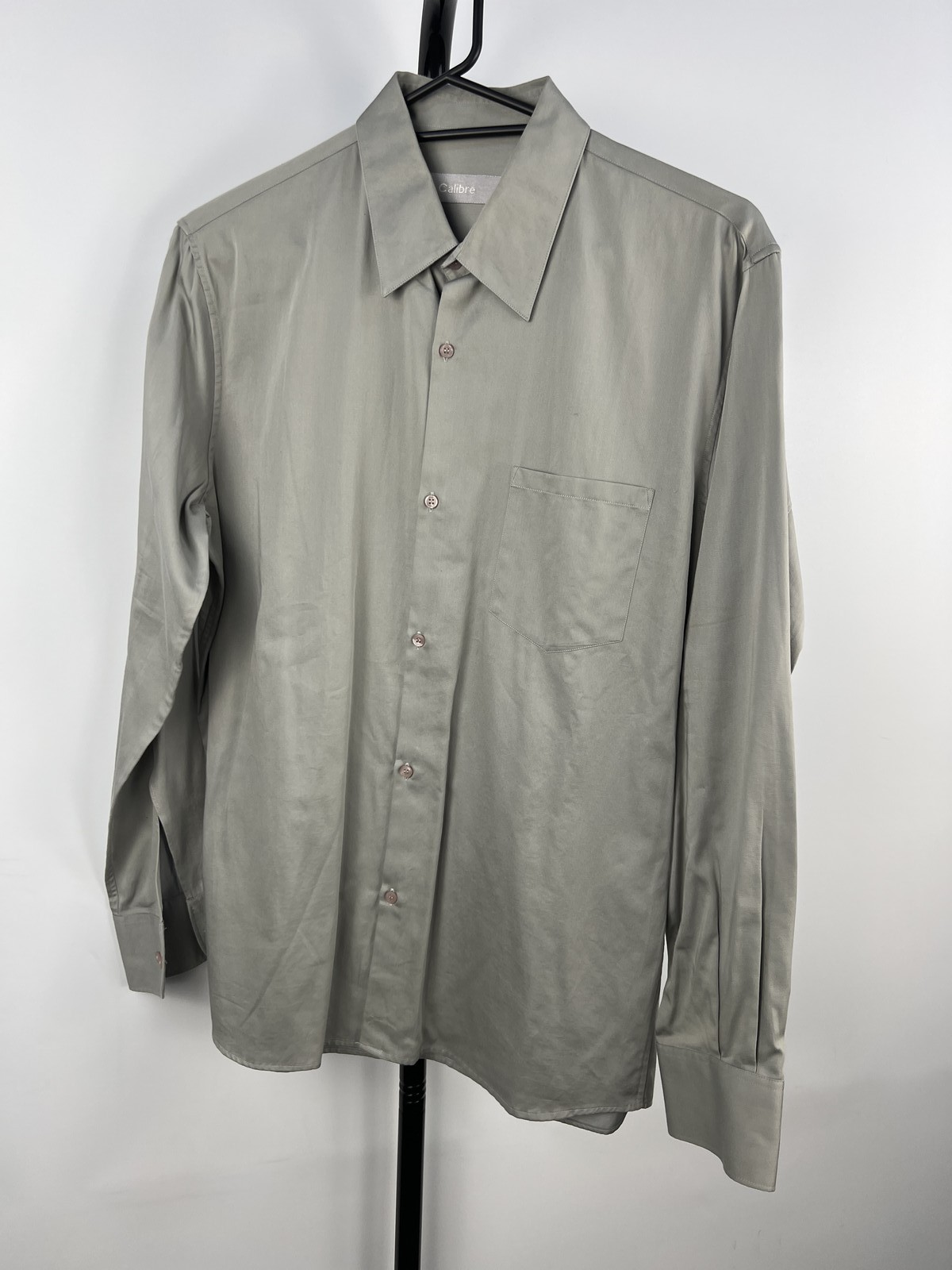 Calibre Italian Cotton Grey Long Sleeve Button-Up Shirt Size M