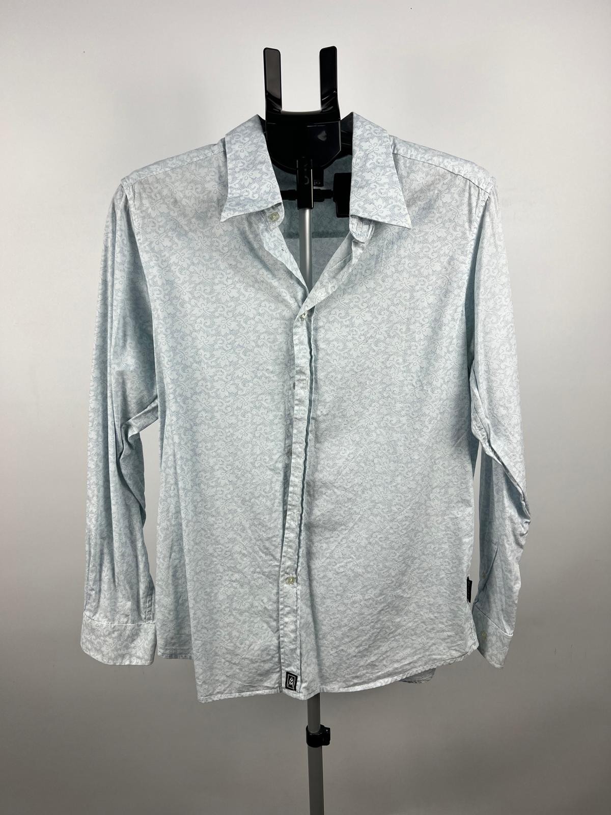 Mojo Man XL Light Blue Patterned Long Sleeve Button-Up Shirt