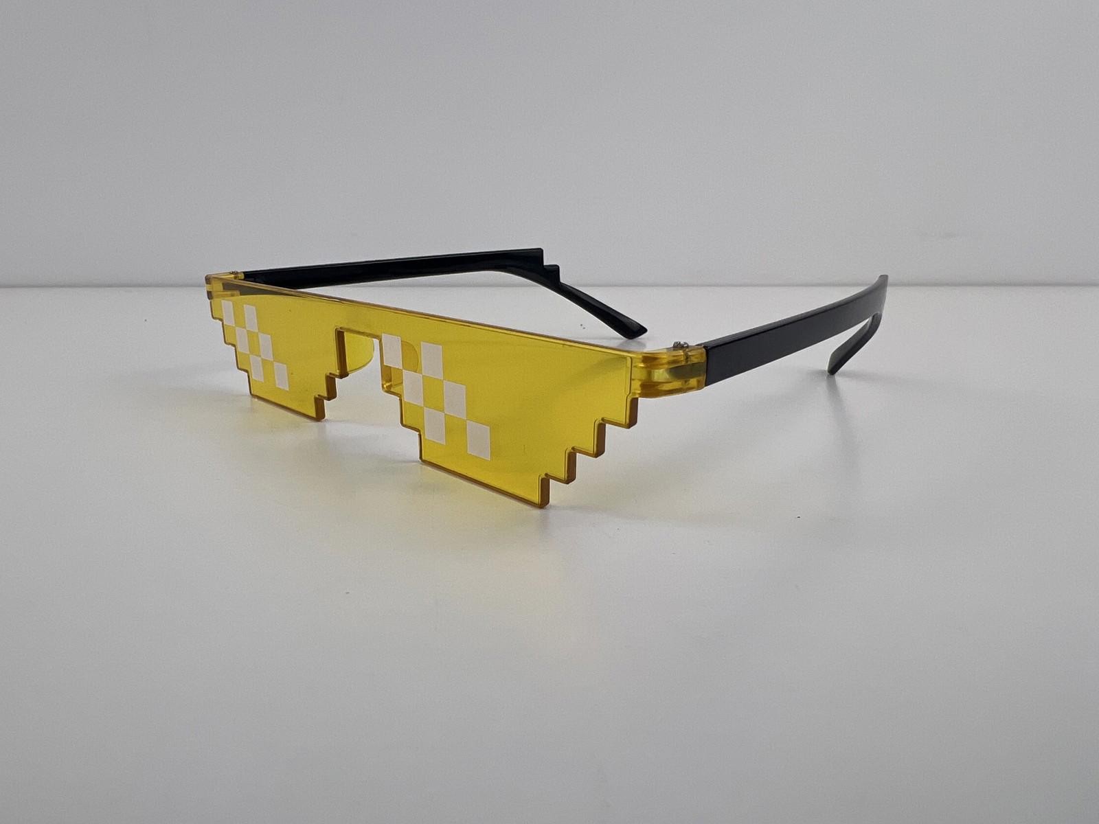 Yellow Pixel Deal With It Sunglasses Novelty Glasses