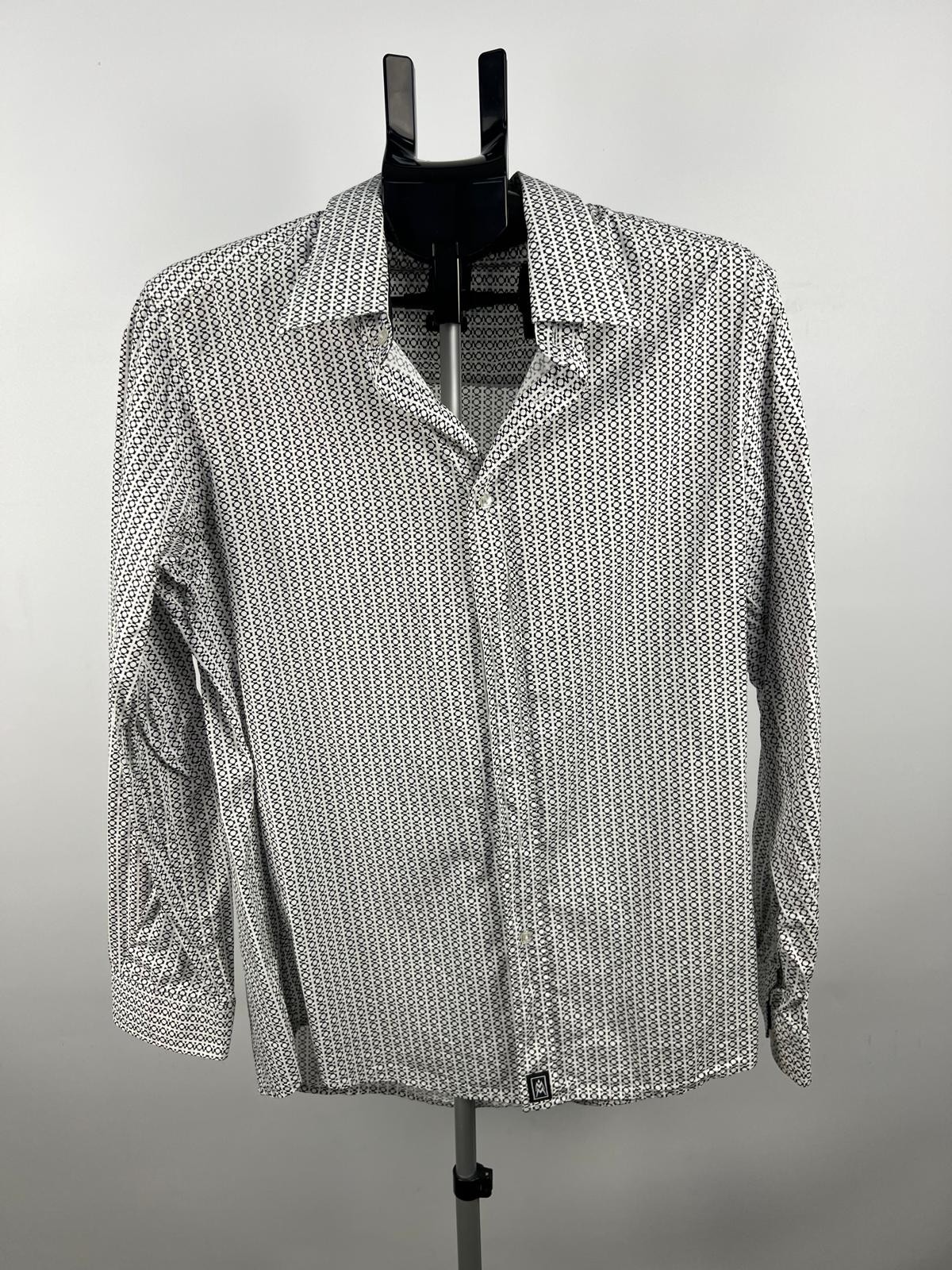 Mojo Mens XL Black & White Geometric Print Cotton Button Shirt