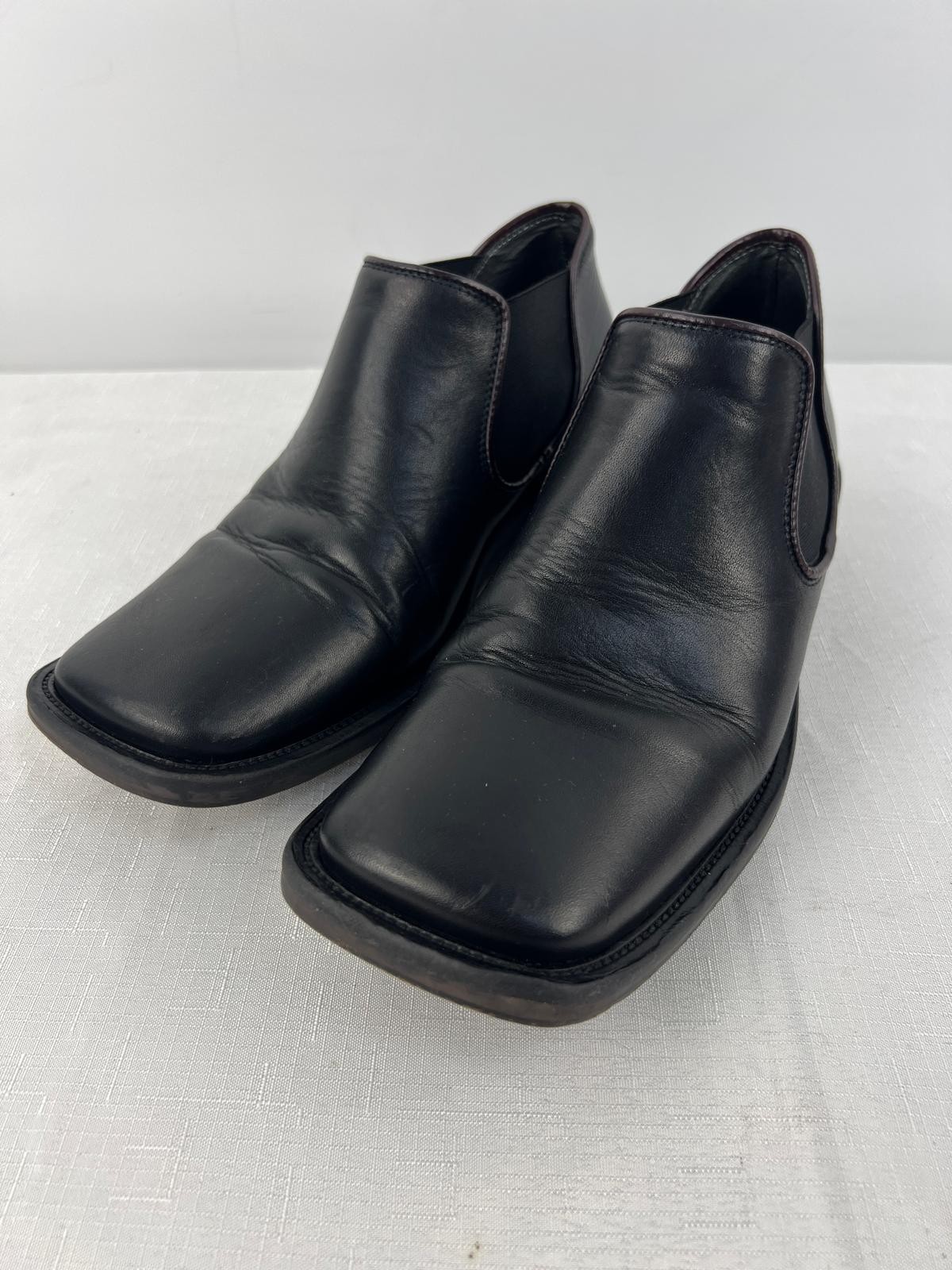 Hudson Italy Black Leather Slip On Ankle Shoes Size 40