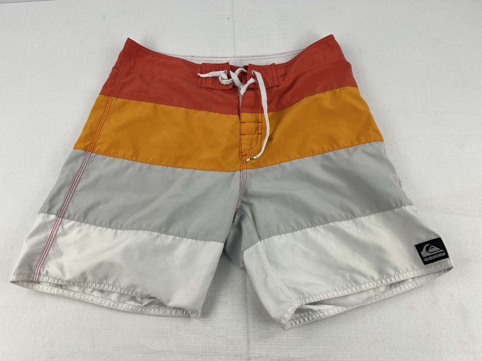 Quiksilver striped boardshorts orange grey white drawstring